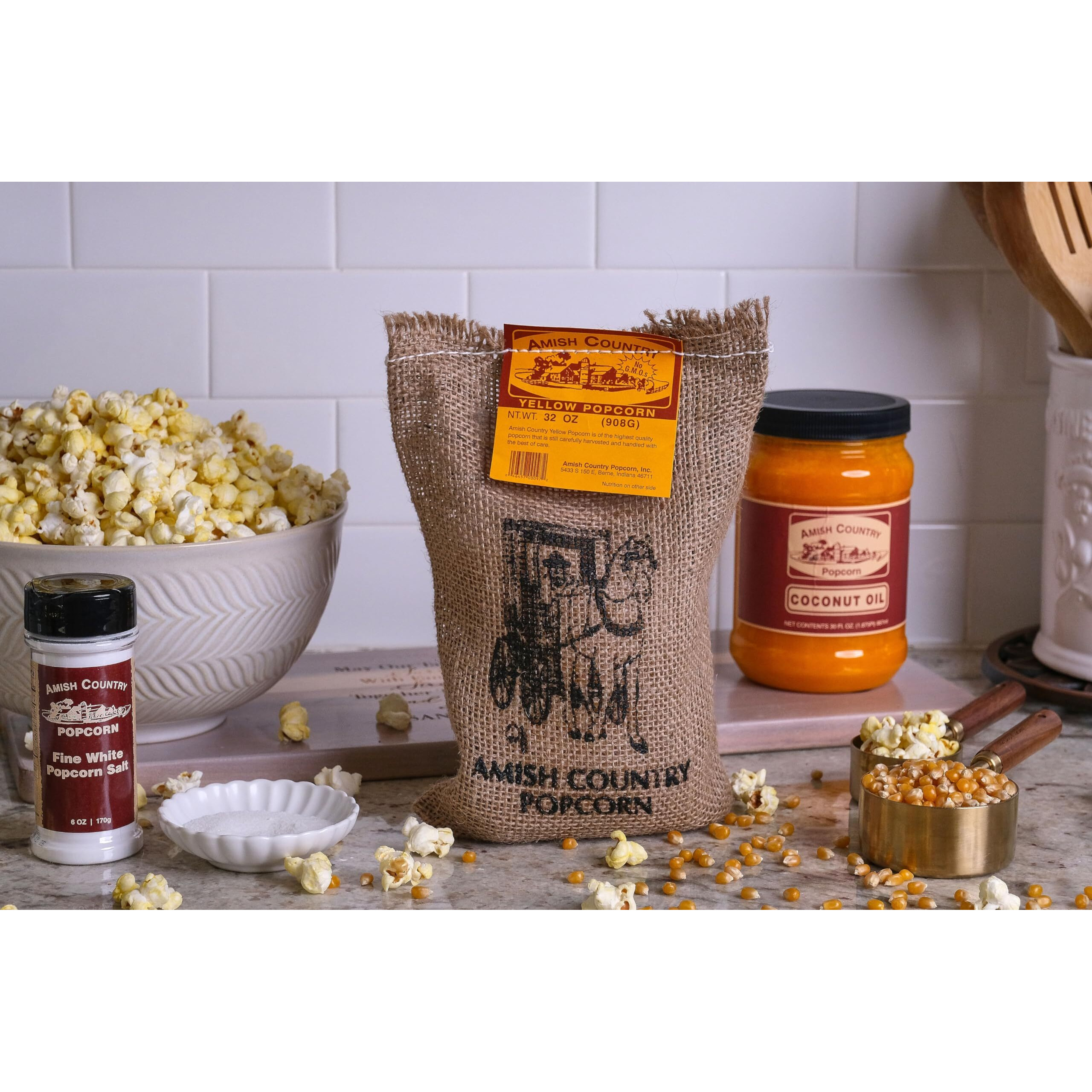 Amish Country Popcorn | 2 Lb Burlap Bag | Medium Yellow Popcorn Kernels | Old Fashioned, Non-Gmo And Gluten Free (Medium Yellow - 2 Lb Burlap)