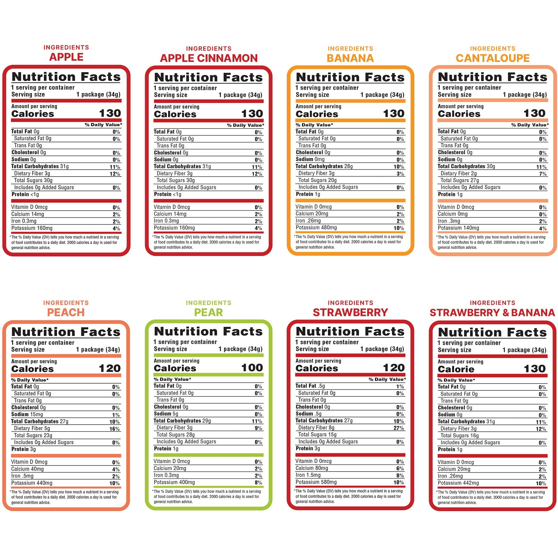 Natures Turn Freeze-Dried Fruit Snacks, Sampler Variety, Pack Of 8 (1.2 Oz Each)