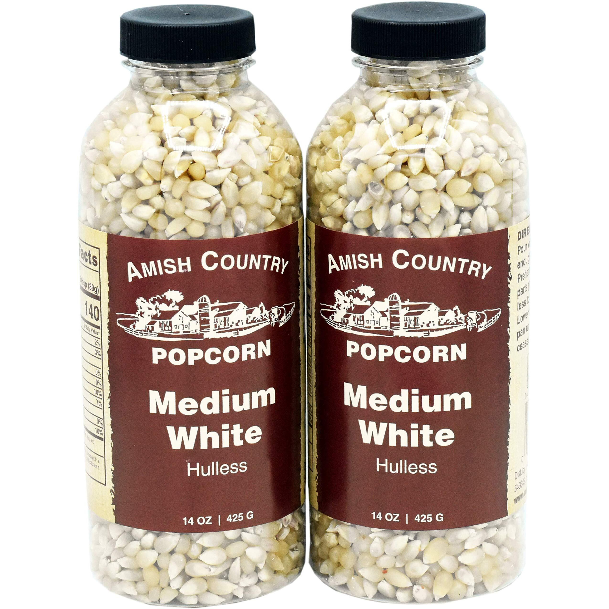 Amish Country Popcorn | 2-14 Oz Bottles | Medium White Popcorn Kernels | Old Fashioned, Non-Gmo And Gluten Free (2-14 Oz Bottles)