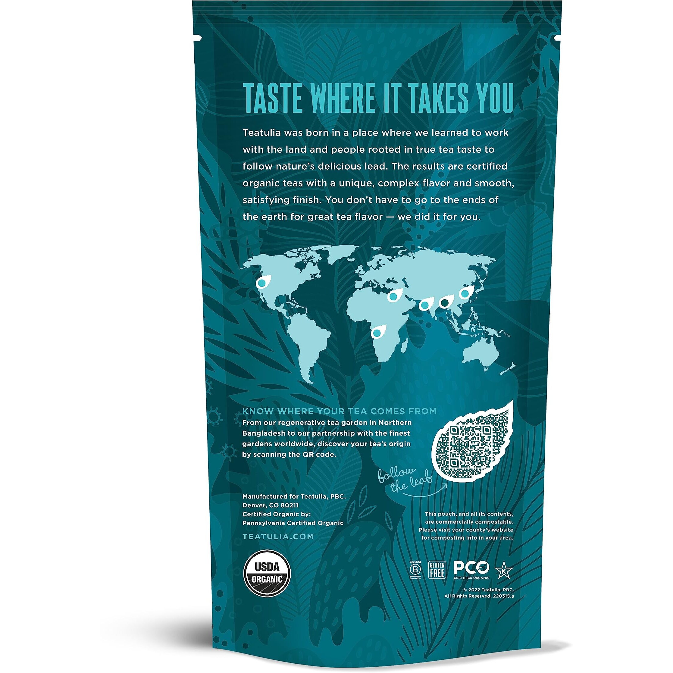 Teatulia Organic Jasmine Green Tea Bags (50 Pyramid Sachet Teabags) Whole Leaf Natural Green Tea Infused With Jasmine Flower In Bags | Premium 100% Compostable And Sustainably Grown In Bangladesh