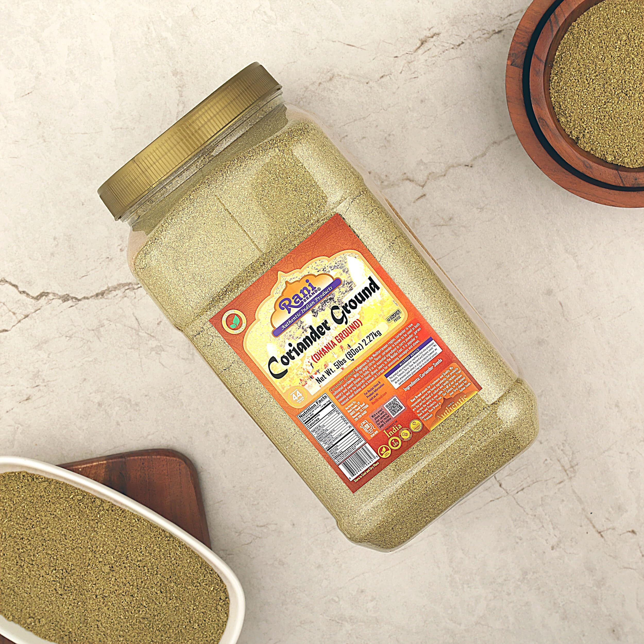 Rani Coriander Ground Powder (Indian Dhania) Spice 80Oz (5Lbs) 2.27Kg Bulk Pet Jar ~ All Natural | Salt-Free | Vegan | No Colors | Gluten Friendly | Non-Gmo | Indian Origin