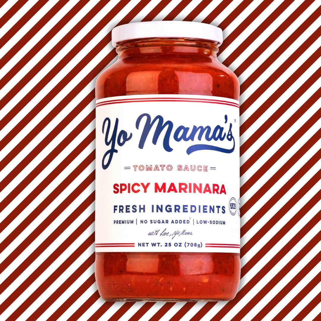 Yo Mama's Foods Keto Spicy Marinara Pasta Sauce - Pack Of (1) - No Sugar Added, Low Carb, Low Sodium, Gluten Free, Paleo Friendly, And Made With Whole, Non-Gmo Tomatoes.