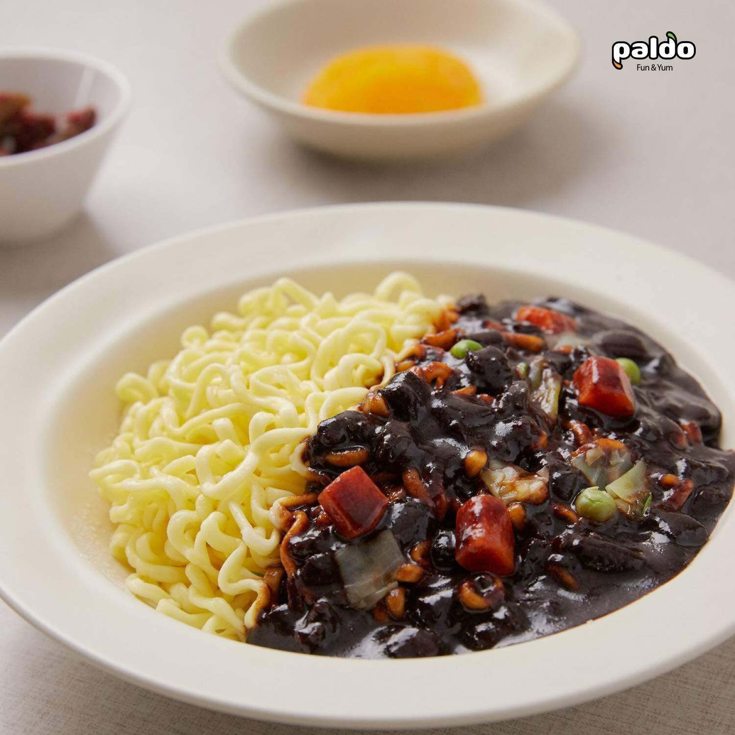Paldo Fun & Yum Jjajangmen Instant Noodles, Pack Of 8, Brothless Chajang Ramen With Savory & Sweet Black Bean Sauce, Best Oriental Style Korean Ramyun, Soupless K-Food,   203G X 8