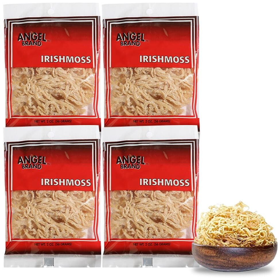 Angel Brand Irish Sea Moss 2 Oz Pouch, Pack Of 4 - Nutrient-Rich Sea Vegetable Harvested From Pristine Ocean Waters - Enjoy Wellness Journey With Irish Sea Moss Raw Organic For Smoothies & Soups