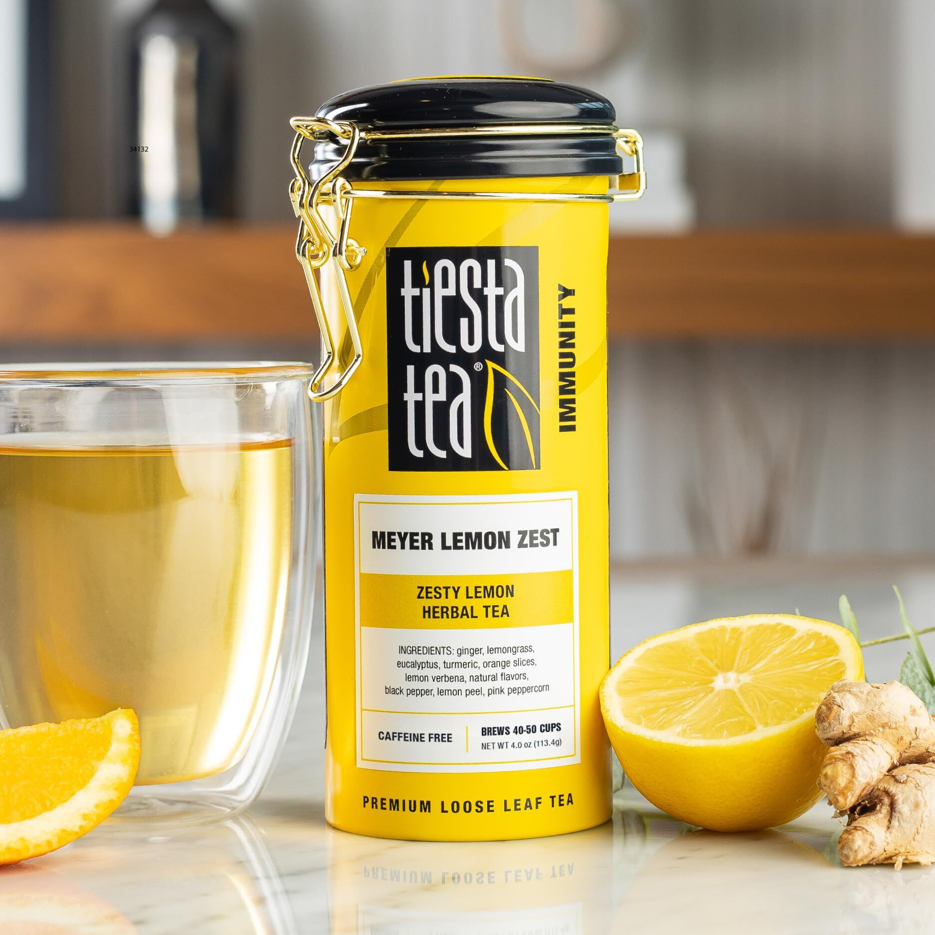Tiesta Tea - Meyer Lemon Zest | Zesty Lemon Herbal Tea | Premium Loose Leaf Tea Blend | Non-Caffeinated Herbal Tea | Make Hot Or Iced & Up To 50 Cups - 4 Oz Refillable Tin Can