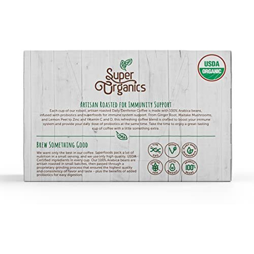 Super Organics Daily Defense Coffee (Organic) With Superfoods And Probiotics (Keurig K-Cup Compatible) 10Ct Single Serve Cups