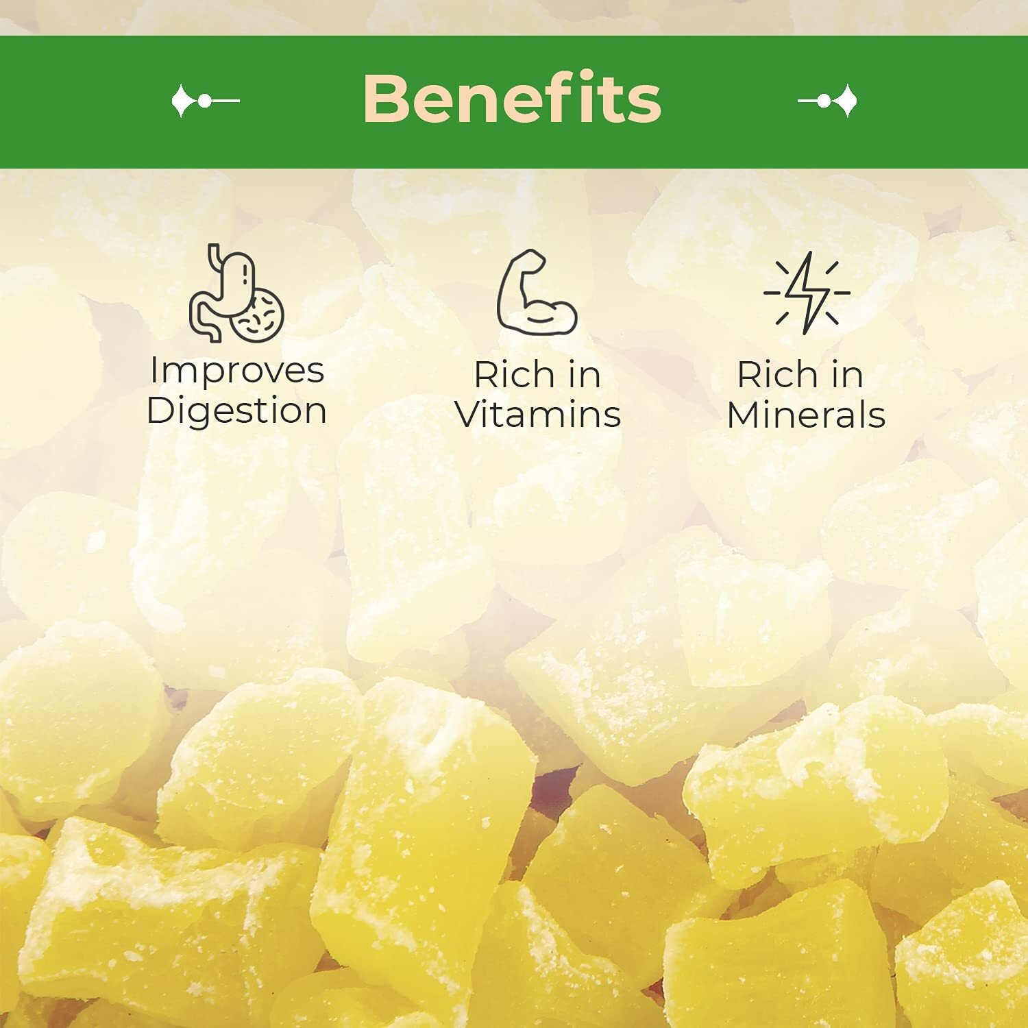 Sincerely Nuts - Dried Pineapple Chunks | Healthy Dehydrated Fruit Snack | Sweet Candied Chewy Tropical Pineapple Bits | Kosher, Vegan, Gluten Free 1 (Lb) Bag