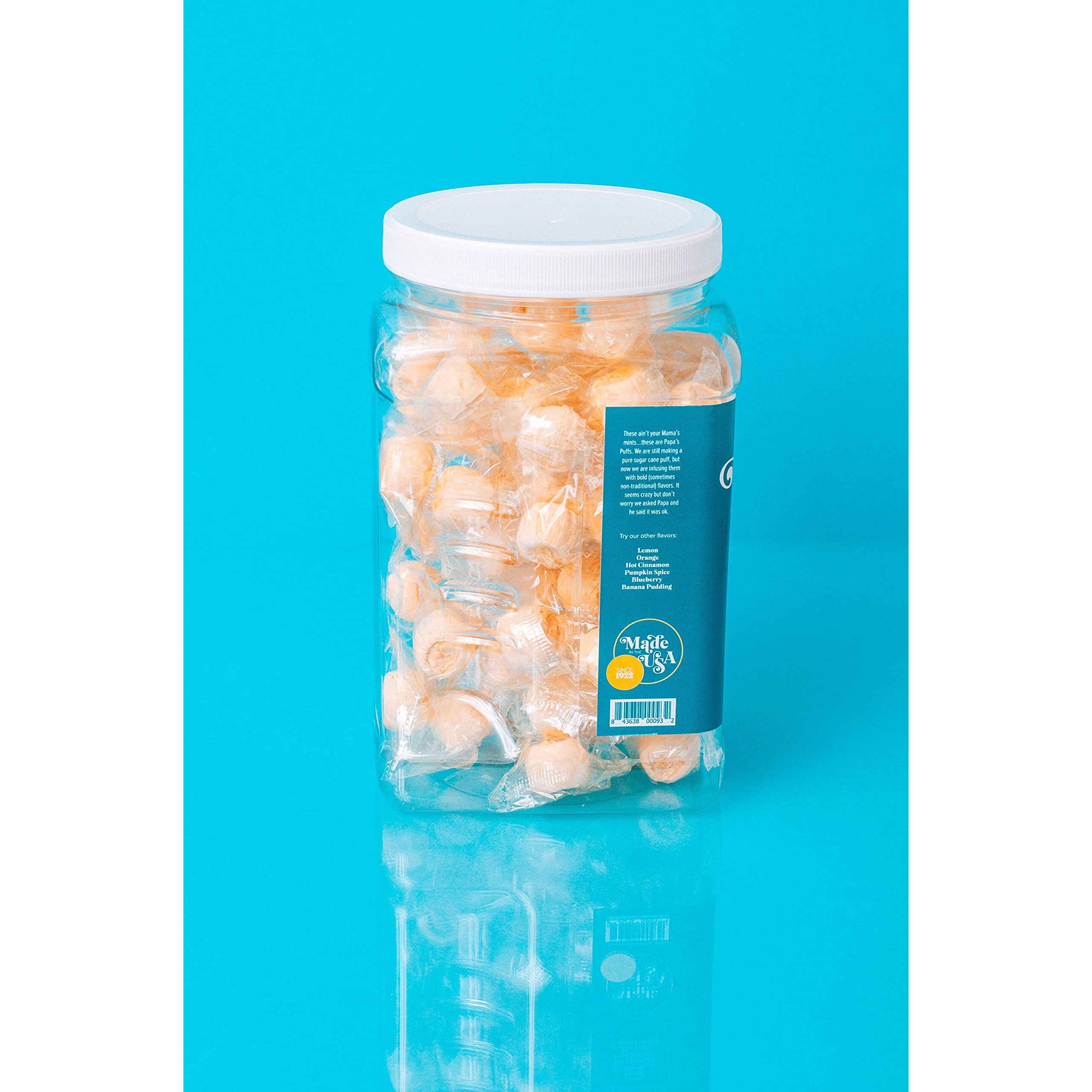 Papa's Puffs Tropical Flavored Pure Sugar Candy - Individually Wrapped In Resealable Tub - Fat-Free, Gluten-Free, Cholesterol-Free - Manufactured In The Usa