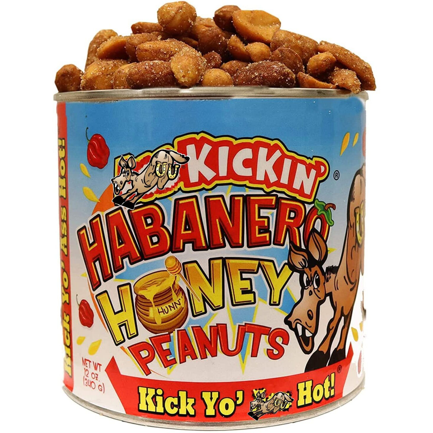 Kickin Habanero Honey Spicy Hot Peanuts - 12Oz - Ultimate Spicy Gourmet Gift Peanuts - Try If You Dare