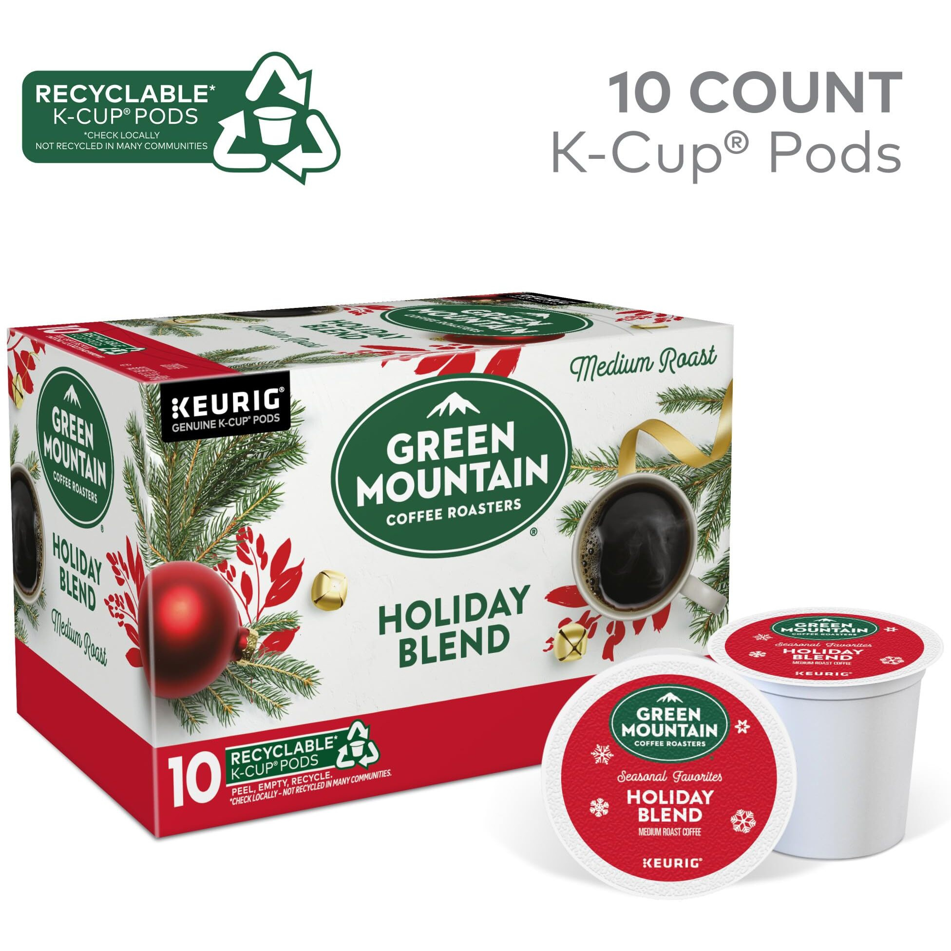 Green Mountain Coffee Roasters K-Cups, Holiday Blend, 10 Count