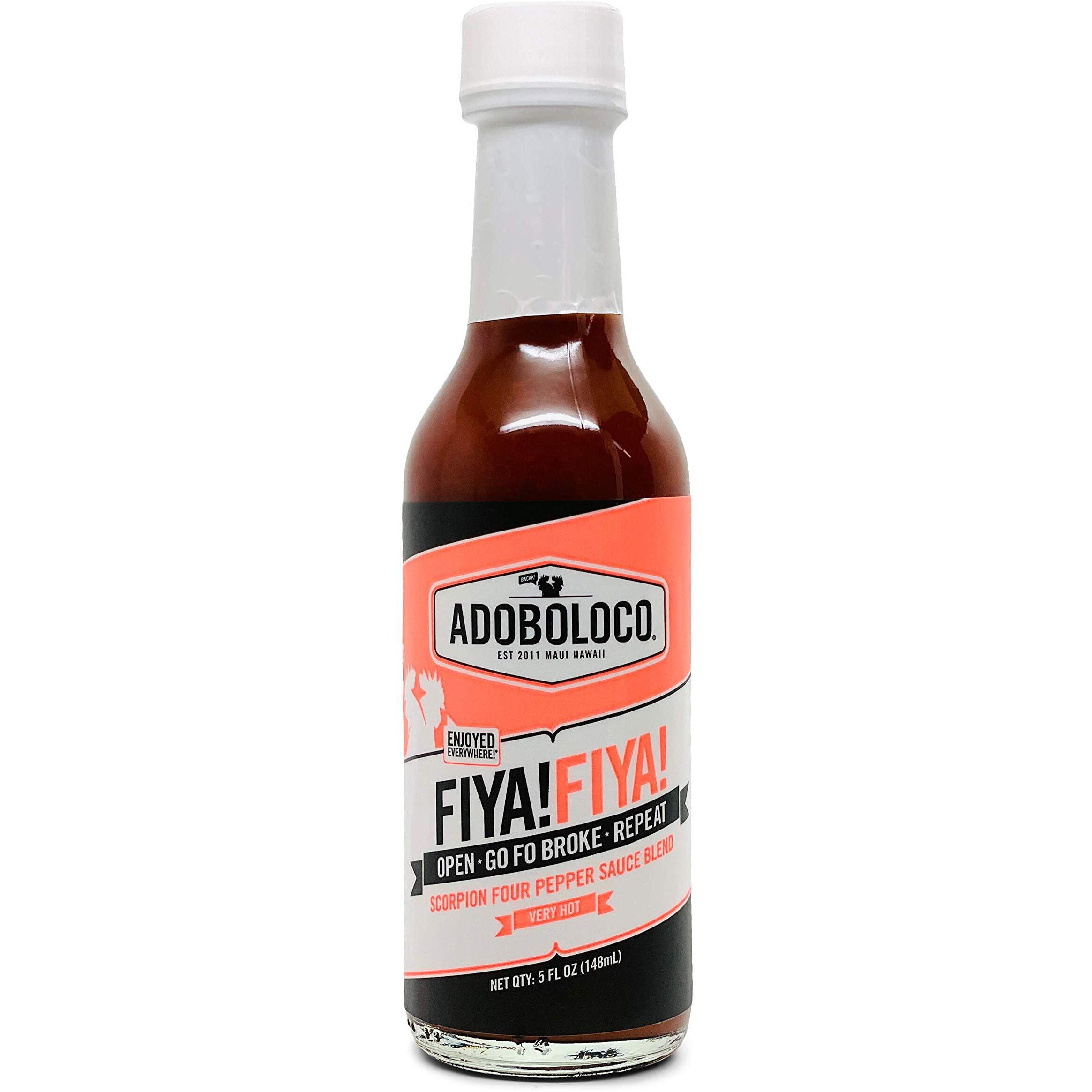 Adoboloco Hot Sauce Fiya Fiya 5Oz Sauce Extremely Hot Super Tasty Fiery Chili Pepper Sauce Blend