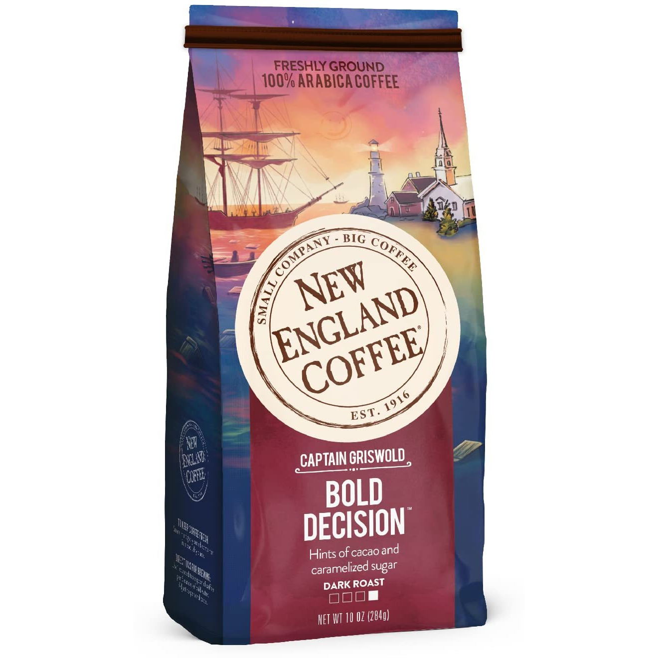 New England Coffee Bold Decision Dark Roast Ground Coffee, 10Oz Bag (Pack Of 1)