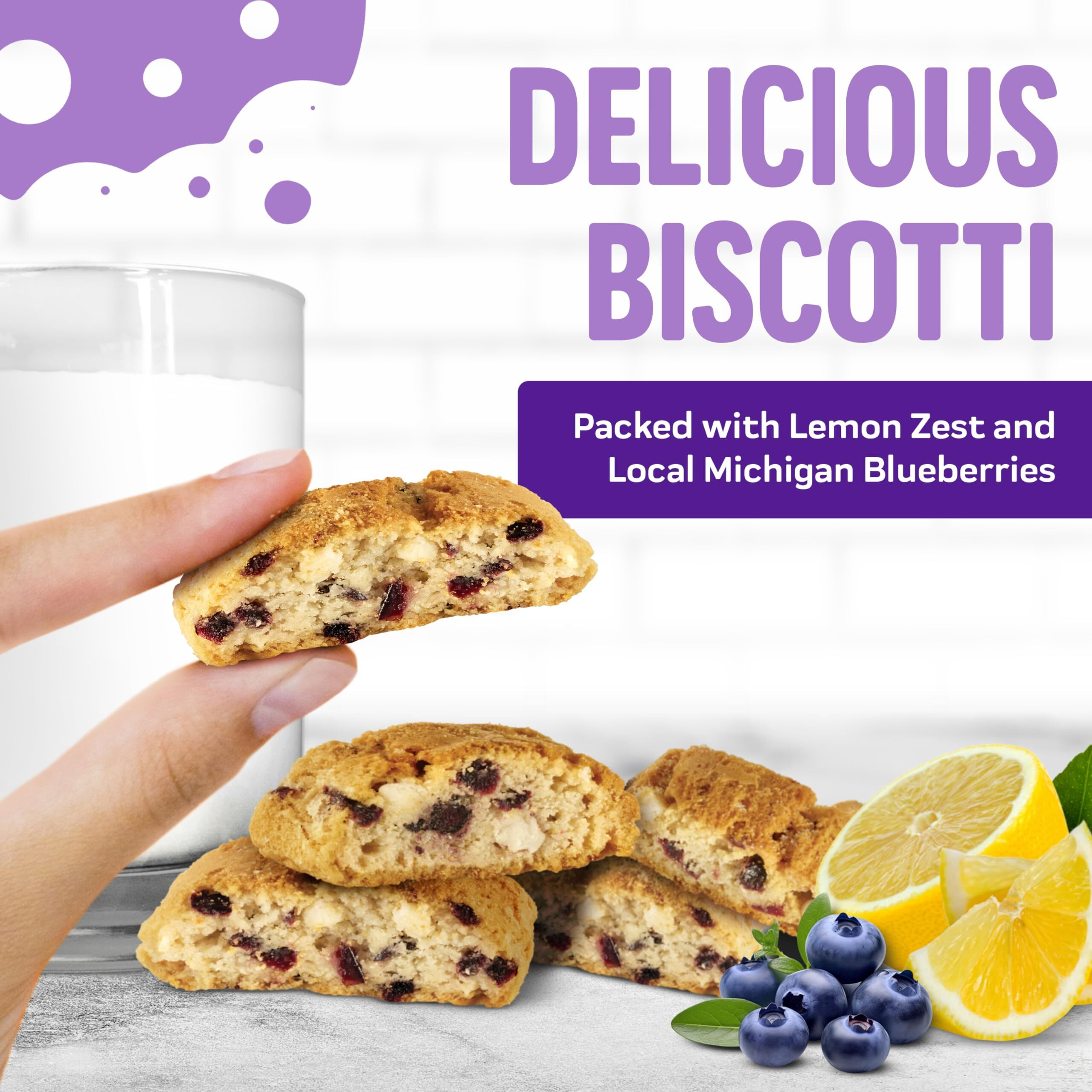 Cooper Street Italian Biscotti Cookies - Twice Baked Biscotti Style Cookie Biscuits In Delicious Blueberry Lemon Flavor | Crispy, Light And Healthy Cookies | Peanut & Dairy Free | 5Oz | 6 Pack