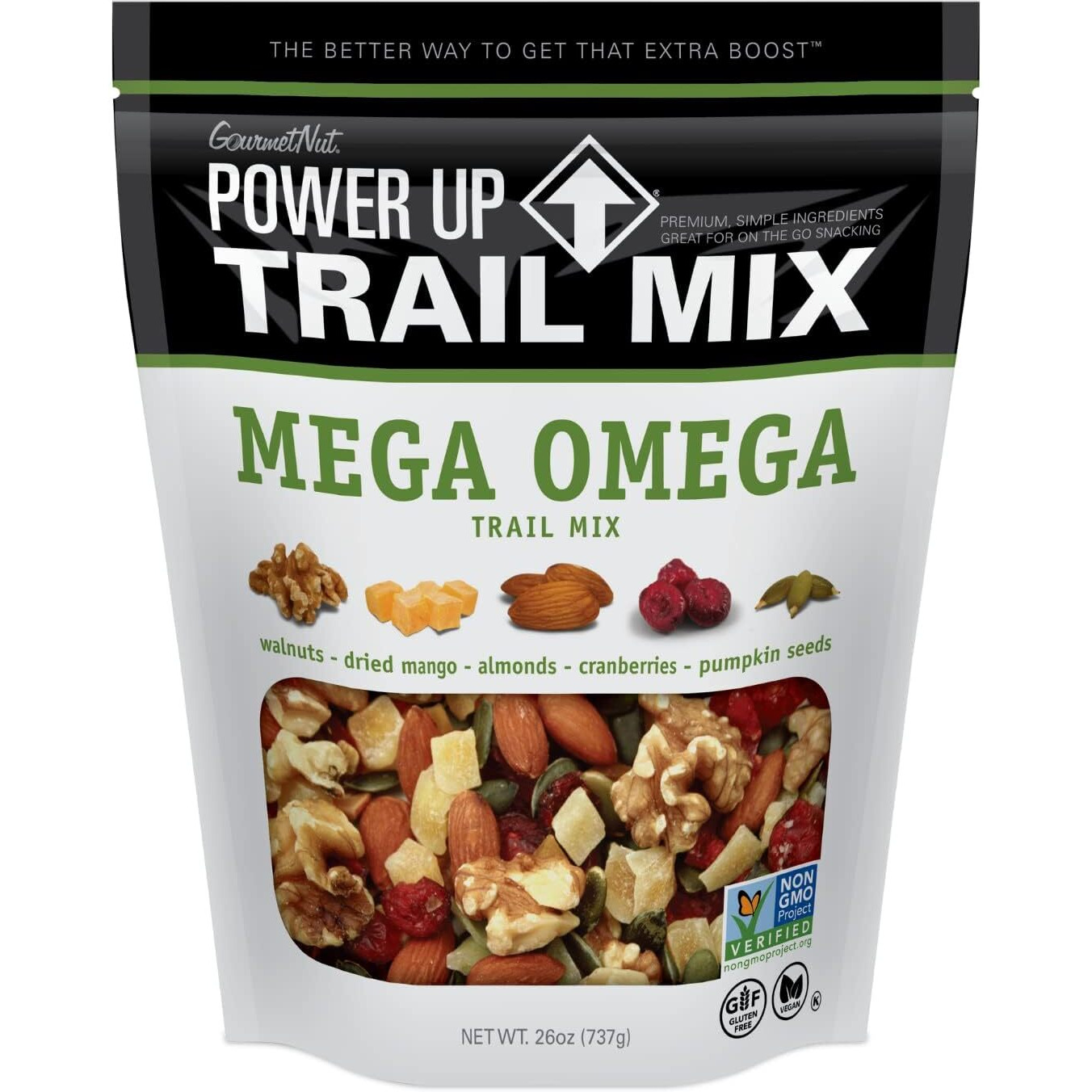 Power Up Trail Mix Trail Mix Nongmo Vegan Gluten Free No Artificial Ingredients, 14 Ounce (Pack Of 6)