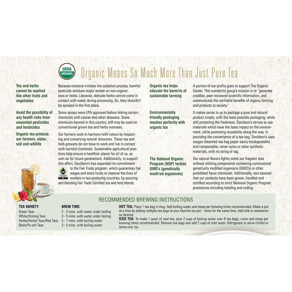 Davidson's Organics, South African Honeybush, 100-Count Unwrapped Tea Bags