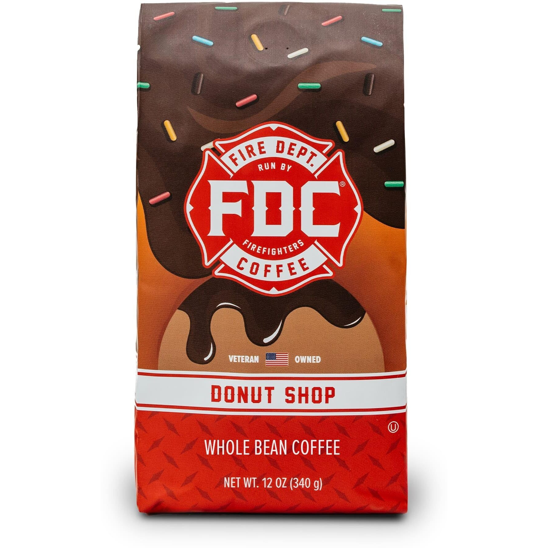 Fire Department Coffee - Gives Back To Firefighters - Sweet & Smooth Donut Shop Coffee Beans - Medium Roast - Roasted In The Usa - Premium Whole Bean Coffee - Veteran Owned - 12 Oz