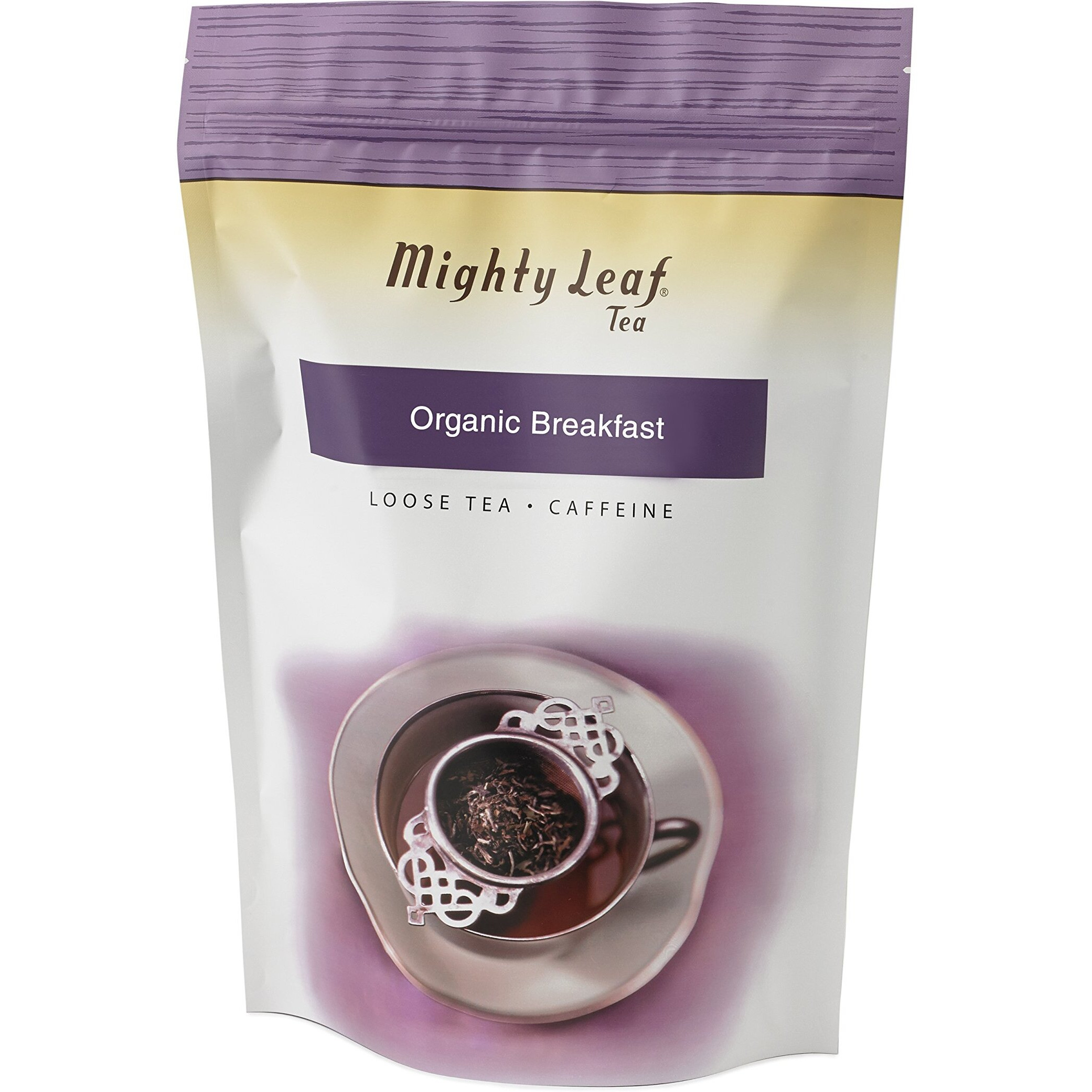 Mighty Leaf Loose Leaf Organic Breakfast Tea, 1 Pound Pouch Organic Caffeinated Black Tea, Delicious As Hot Tea Or Iced Tea, Plain Or Sweetened With Honey Or Sugar, Steep With Tea Infuser Or Tea Ball