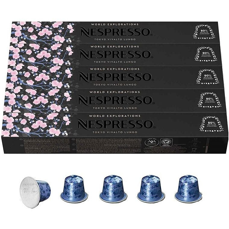 Nespresso Capsules Original Line Tokyo Vivalto Lungo, Medium Roast Coffee, 50 Count Coffee Pods