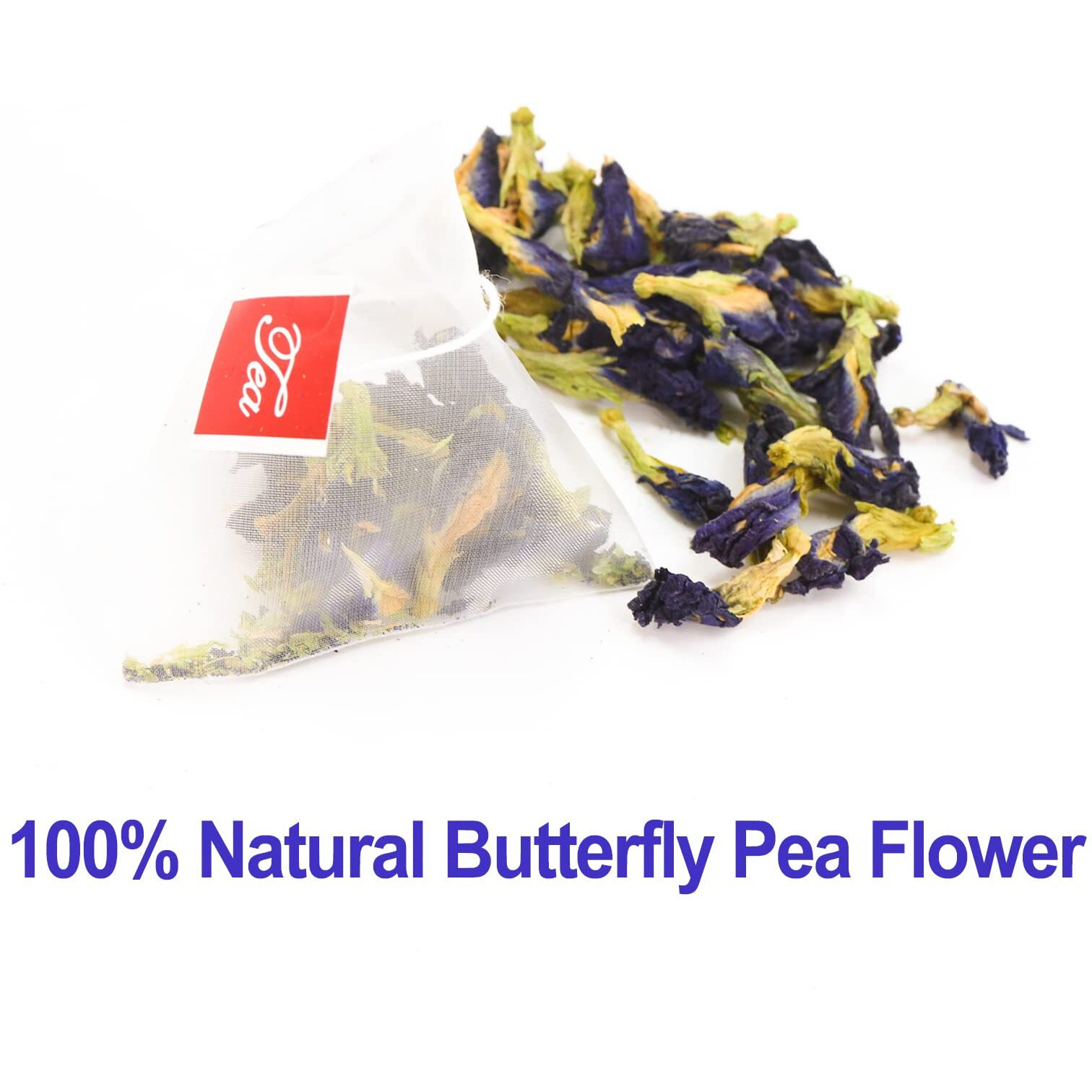 Fullchea - Butterfly Pea Flower Tea Bags, 30 Teabags, 1.3G/Bag - Premium Dried Butterfly Pea, Cultivated From Thailand - Non-Gmo - Caffeine-Free - Rich In Antioxidants & Support Eye Health