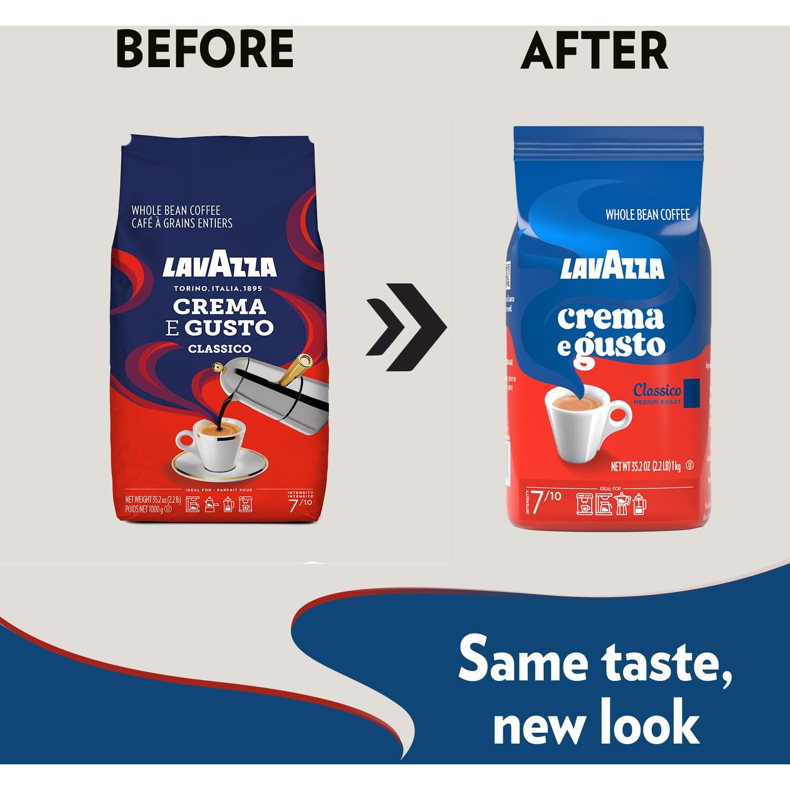Lavazza Crema E Gusto Whole Bean Coffee 1 Kg Bag, Authentic Italian, Blended And Roasted In Italy, Full-Bodied, Creamy Dark Roast With Spices Notes
