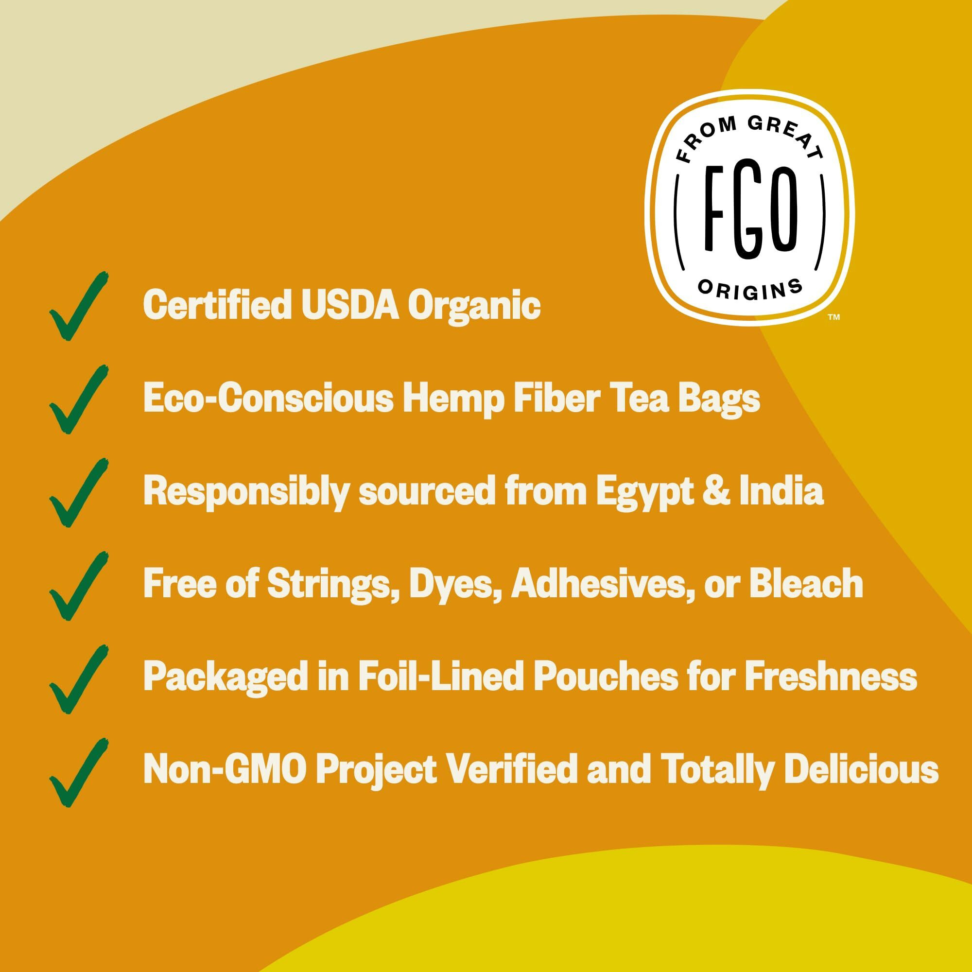 Fgo Organic Lemon Ginger Tea, Eco-Conscious Tea Bags, 100 Count, Packaging May Vary (Pack Of 1)