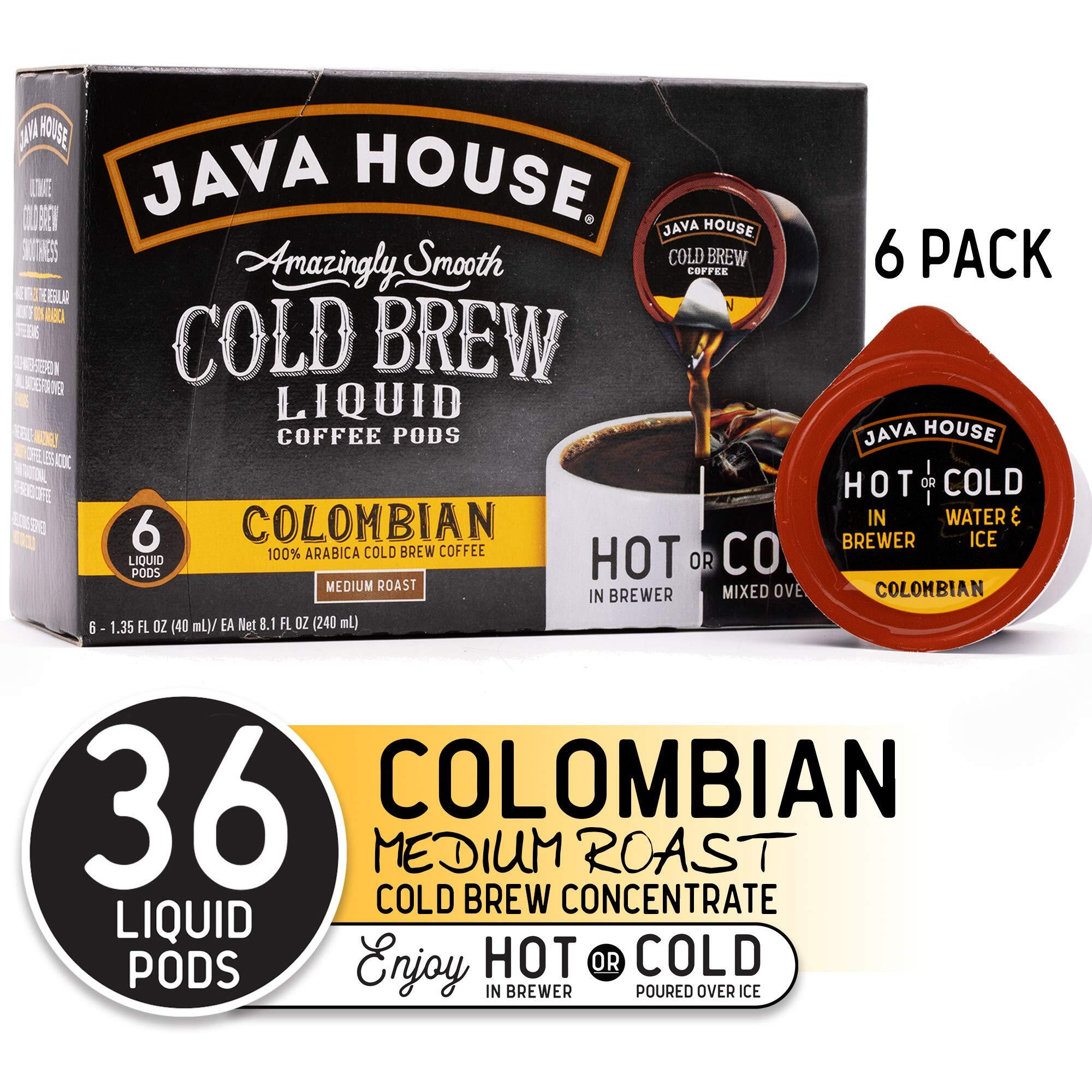 Java House Cold Brew Coffee, Colombian Medium Roast Coffee Concentrate Liquid Pods, Enjoy Hot Or Iced, 1.35 Fluid Ounces (Pack Of 36)