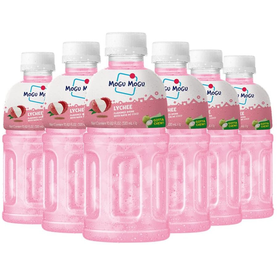 Mogu Mogu Fruit Juice Lychee Juice (6 Packs) Delicious Fruit Juice For Kids. Kids Juice With Nata De Coco, Coconut Jelly. Juices Bottles Made For Adults And Kids Ready To Drink Juices