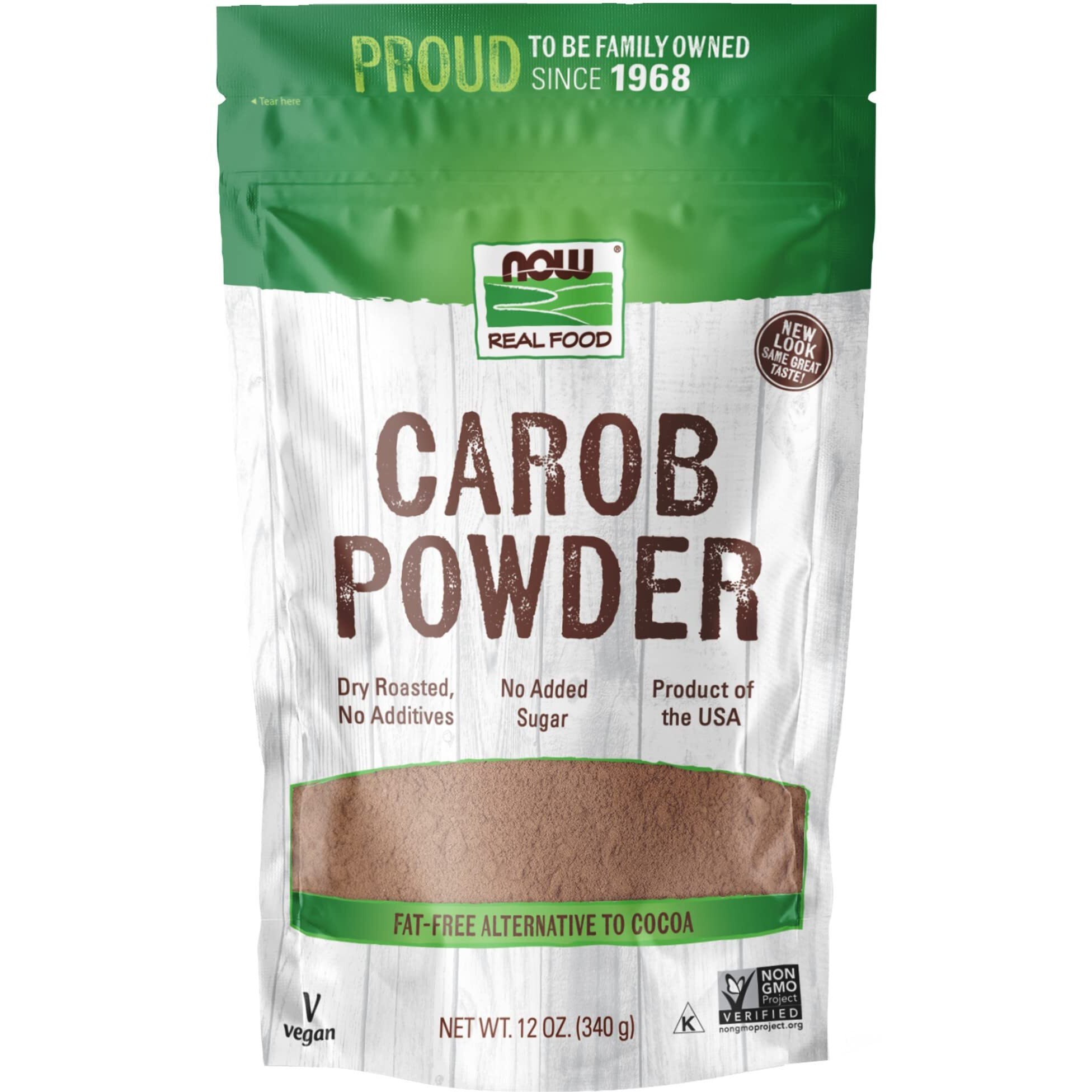 Carob Powder, Dry Roasted, 12 Oz, Now Foods
