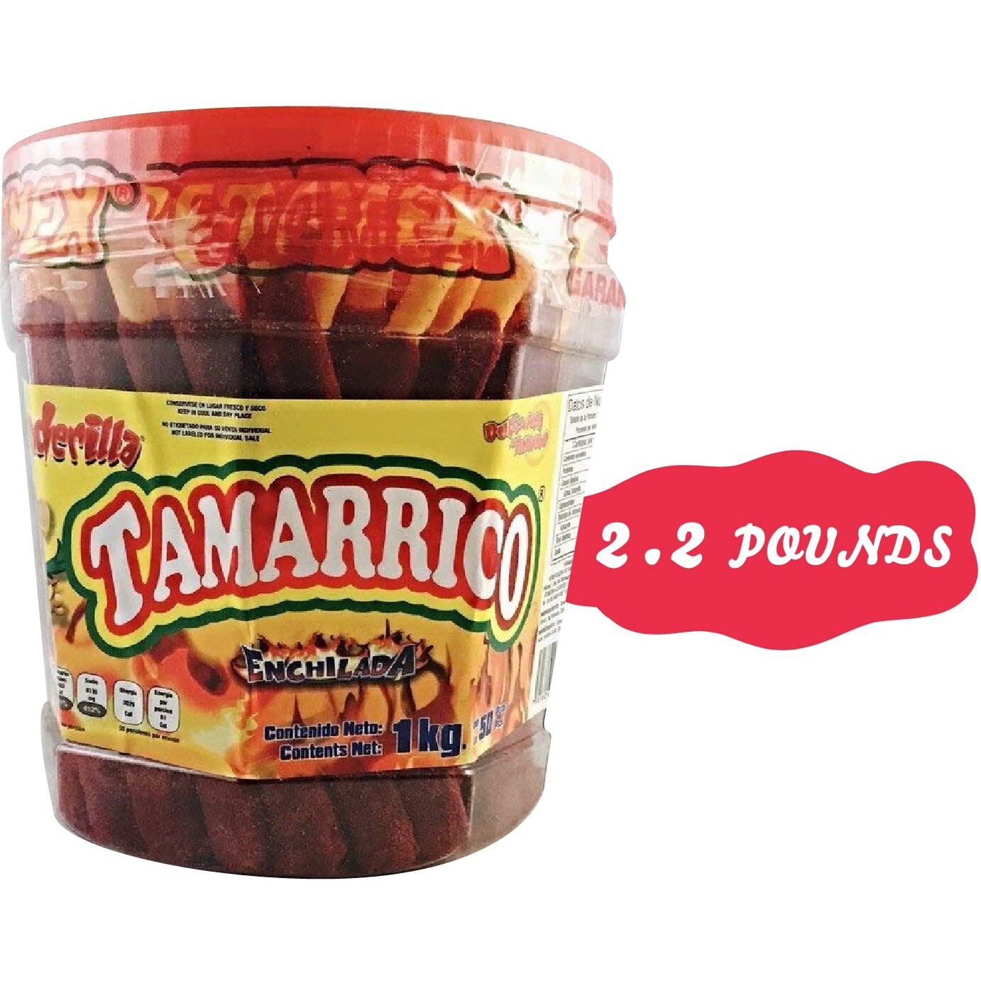 Betamex Tamarrico Candy Tamarind Flavor Sticks 50 Pcs 1Kg/2.2Pounds - Mexican Candy - Chili And Natural Tamarind - Spicy Flavor