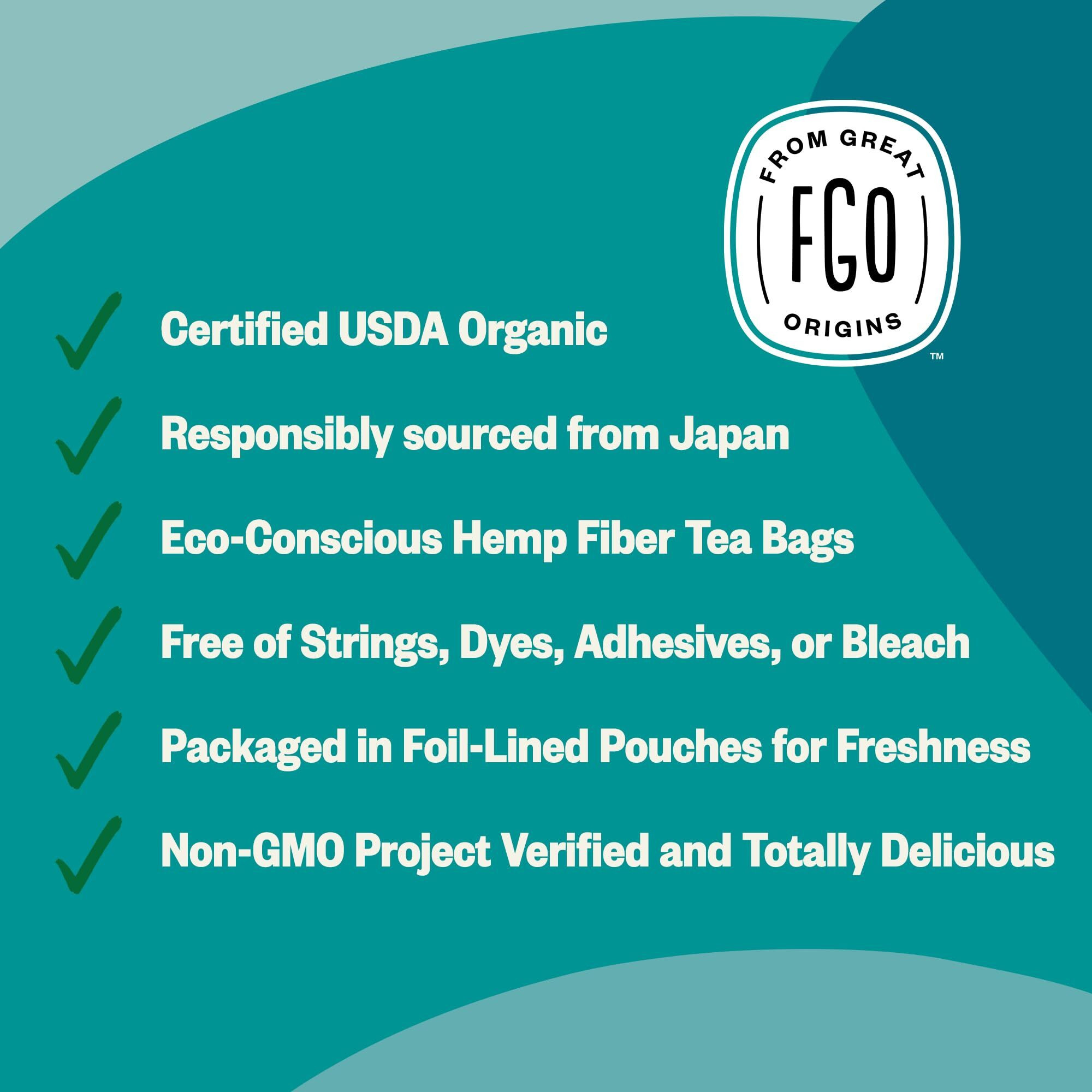 Fgo Organic Japanese Sencha Green Tea, Eco-Conscious Tea Bags, 100 Count, Packaging May Vary (Pack Of 1)