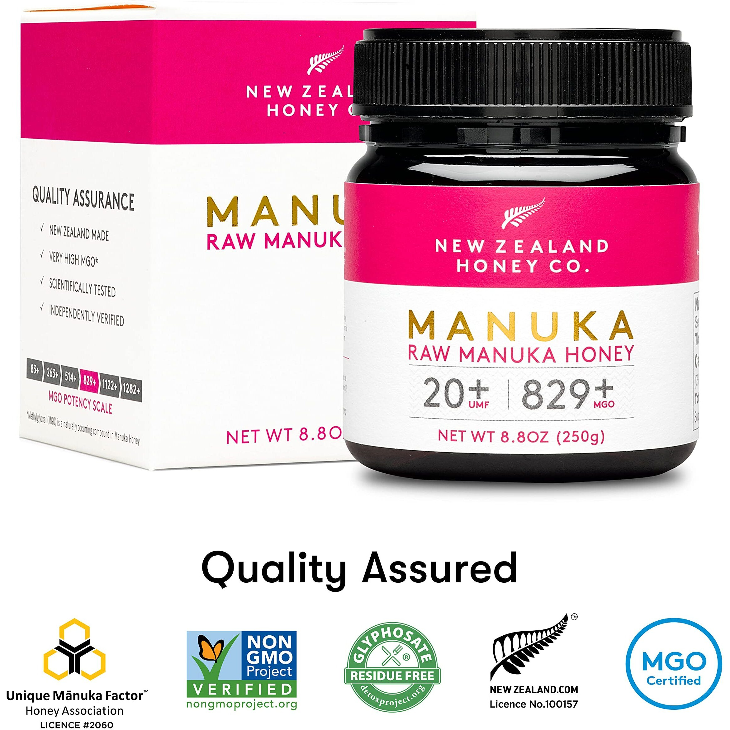 New Zealand Honey Co. Raw Manuka Honey Umf 20+ | Mgo 829+, Umf Certified / 8.8Oz