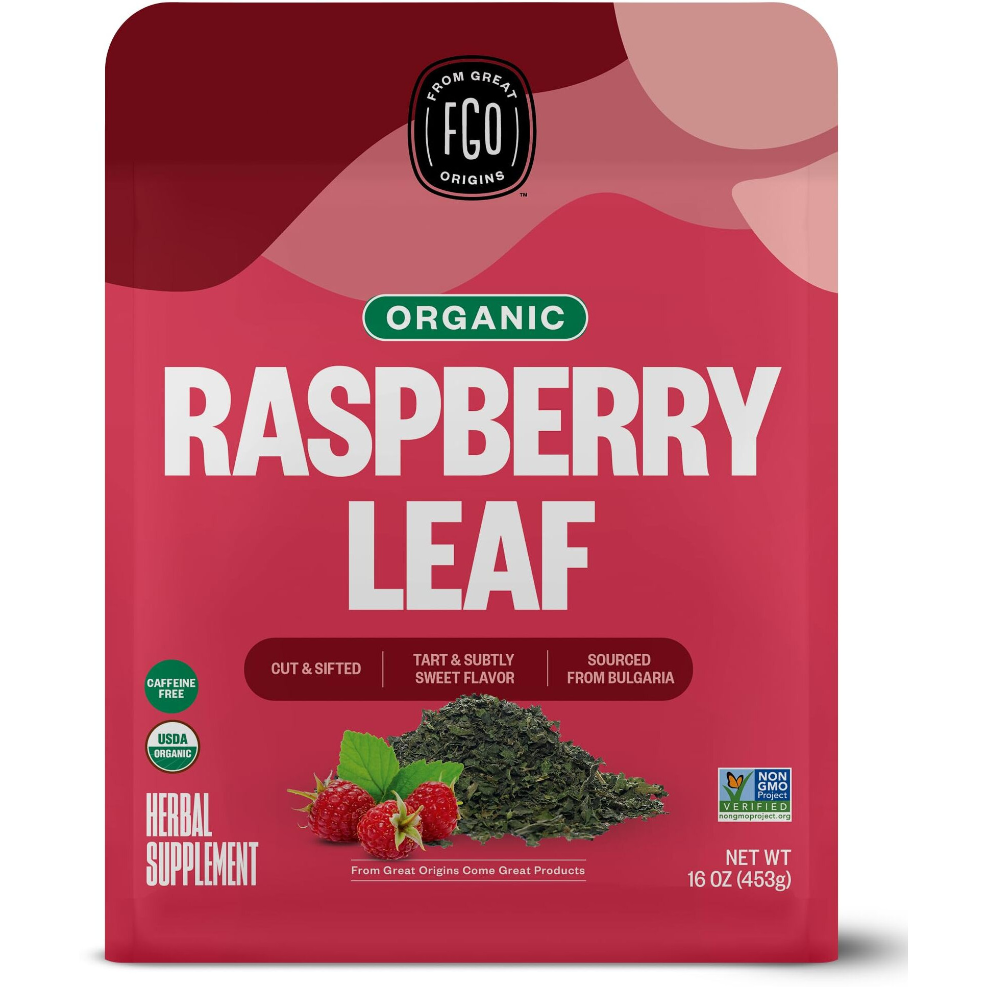 Fgo Organic Red Raspberry Loose Leaf Tea, Cut And Sifted, 16Oz, Packaging May Vary (Pack Of 1)