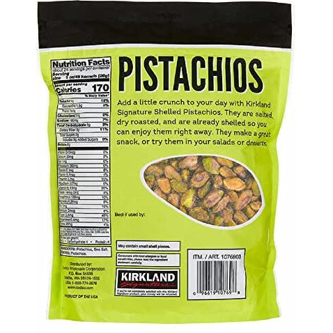 Kirkland Signature Nuts, Shelled Pistachios Roasted & Salted 24 Ounce (Pack Of 1)