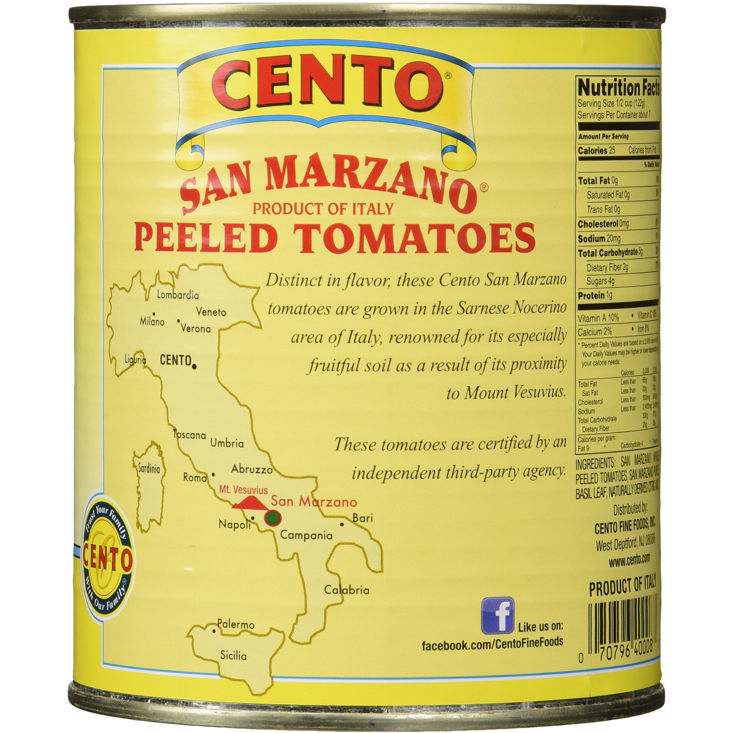 San Marzano Certified Cento Italian Peeled Tomatoes, Case Of 4 /28 Oz