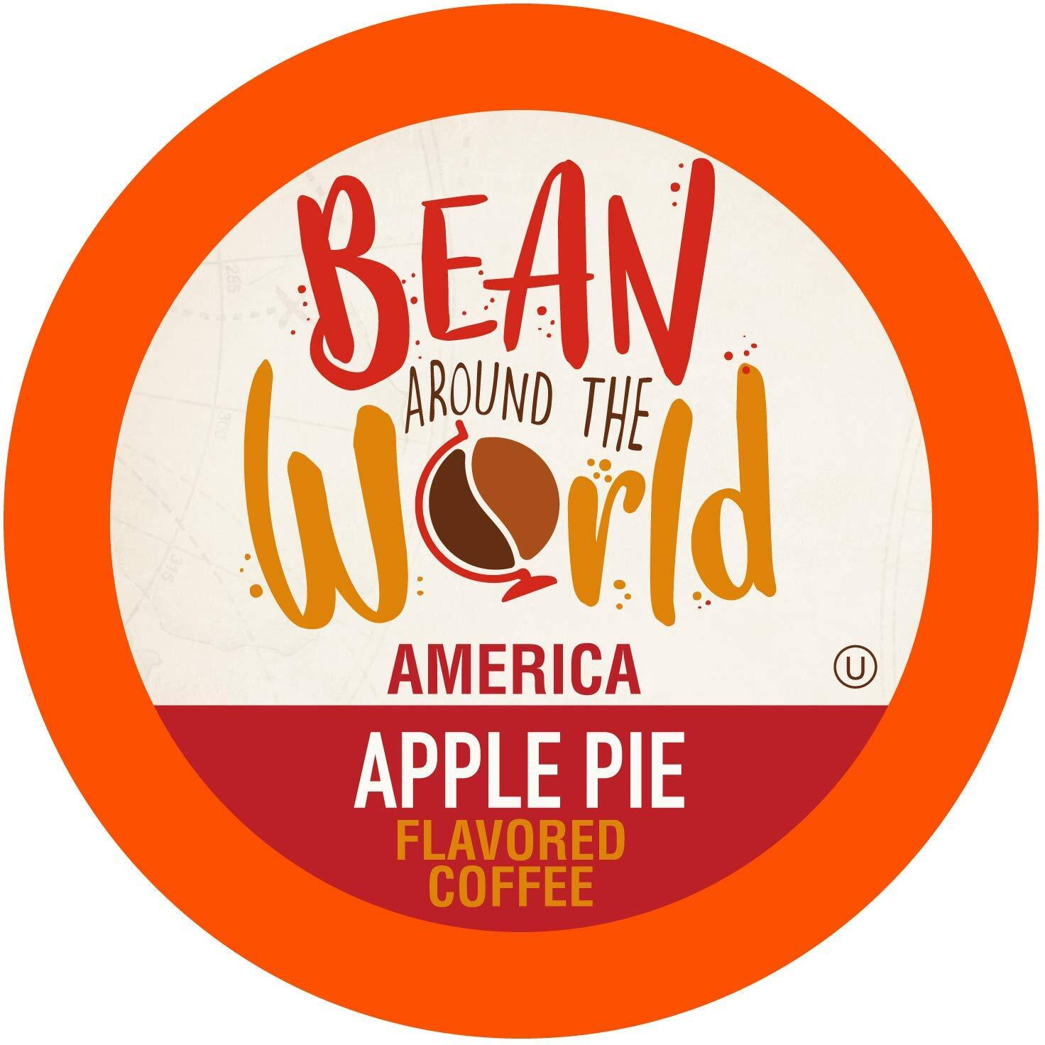 Bean Around The World Flavored Coffee Compatible With 2.0 Keurig K Cup Brewers, Apple Pie, 40 Count (Pack Of 1)