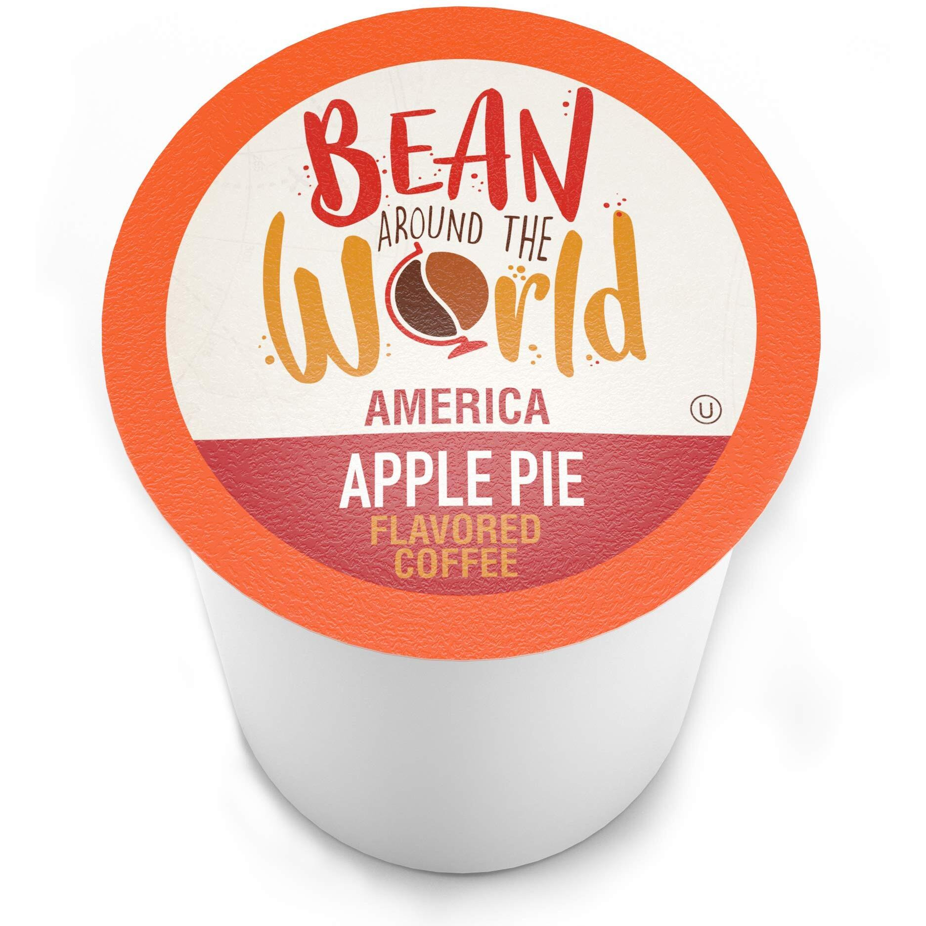Bean Around The World Flavored Coffee Compatible With 2.0 Keurig K Cup Brewers, Apple Pie, 40 Count (Pack Of 1)