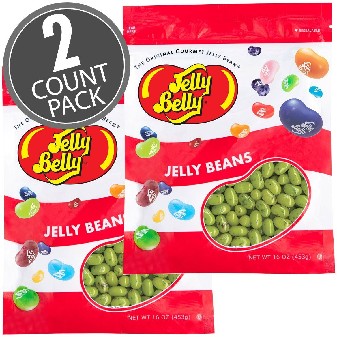 Jelly Belly Juicy Pear Jelly Beans - 2 Pounds In Resealable Bags (2 X 16 Ounces) - Genuine, Official, Straight From The Source