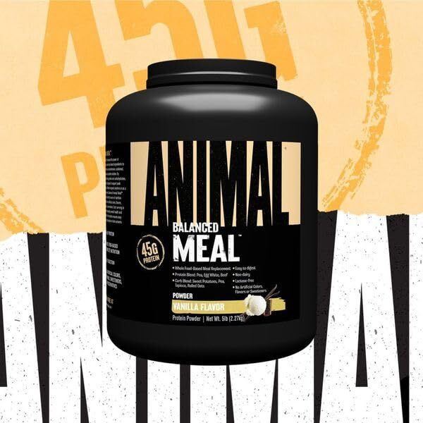 Animal Meal - All Natural High Calorie Meal Shake - Egg Whites, Beef Protein, Pea Protein, Vanilla