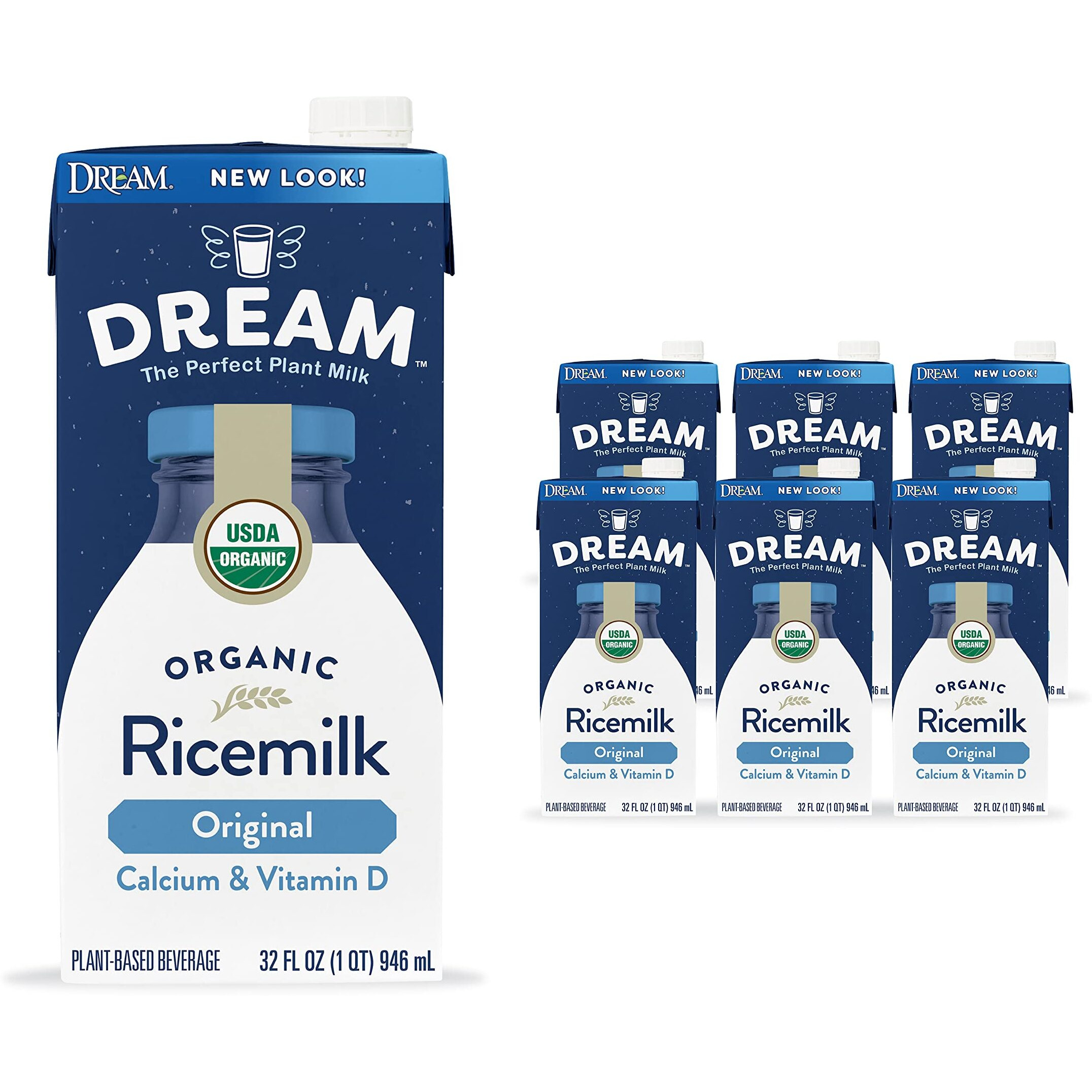 Rice Dream Organic Rice Milk Drink, Enriched Original, Calcium & Vitamin D, Vegan Dairy Alternative, Lactose Free, Shelf Stable, 32Oz (Pack Of 6)