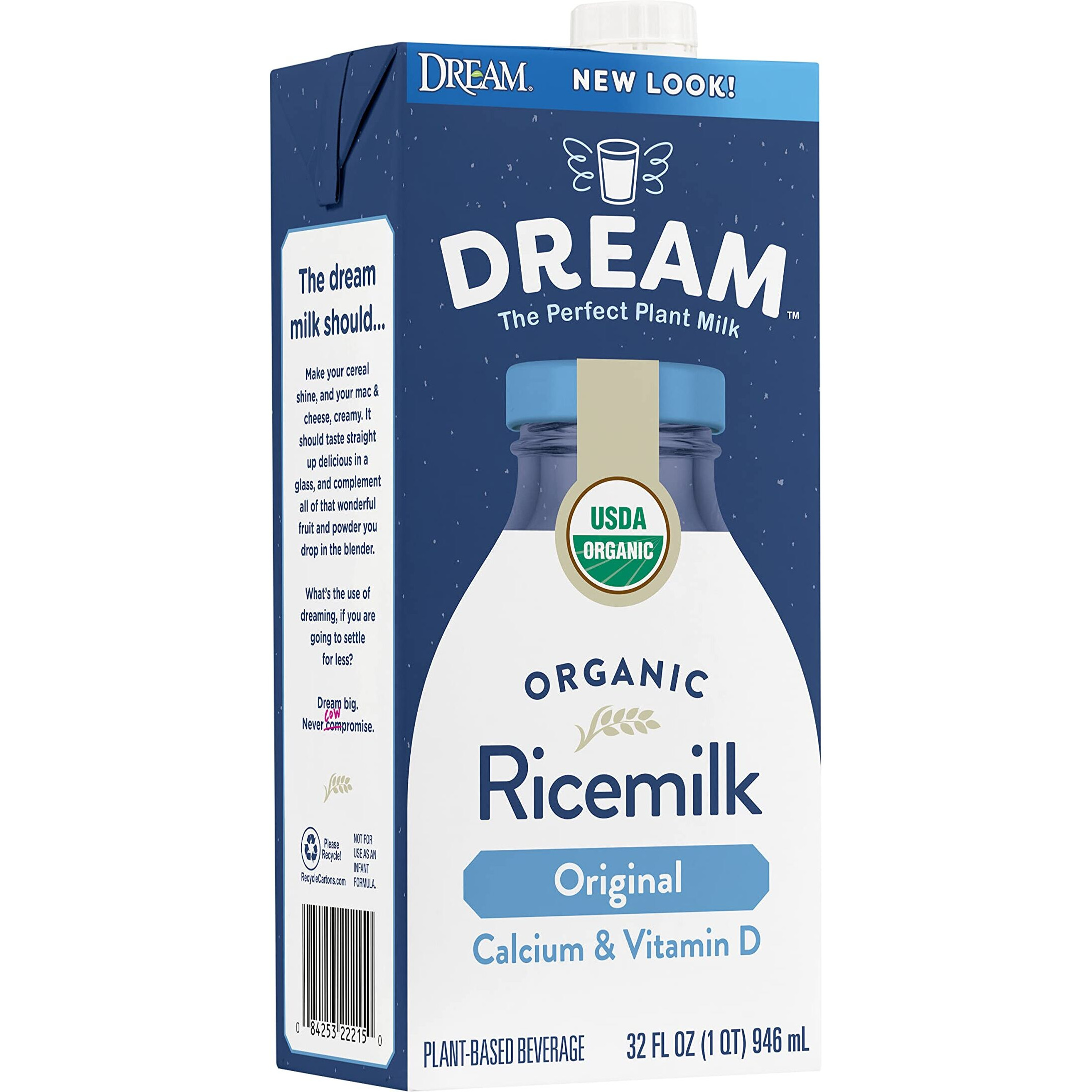 Rice Dream Organic Rice Milk Drink, Enriched Original, Calcium & Vitamin D, Vegan Dairy Alternative, Lactose Free, Shelf Stable, 32Oz (Pack Of 6)