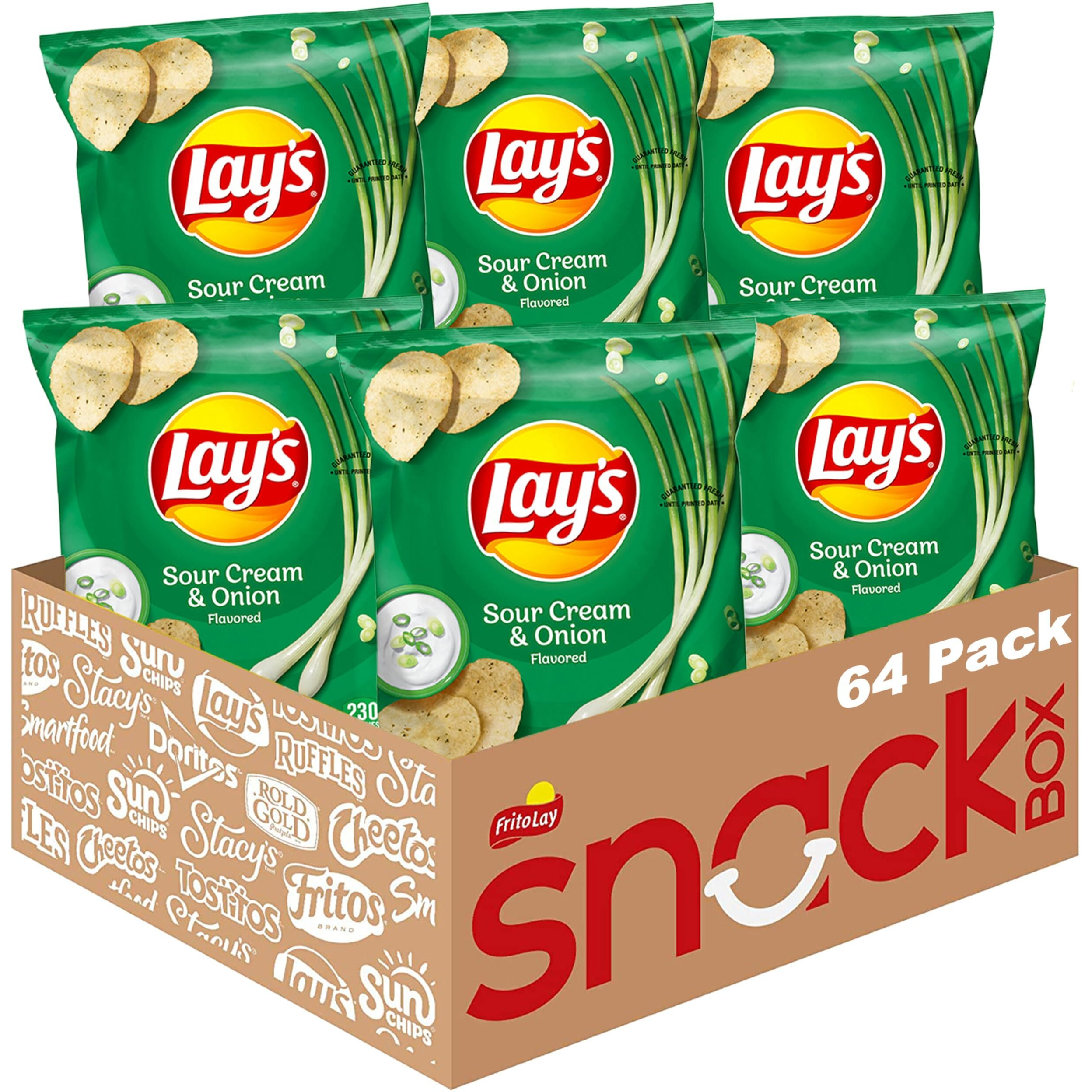 Lay's Potato Chips, Sour Cream & Onion, 1.5 Ounce (Pack Of 64)