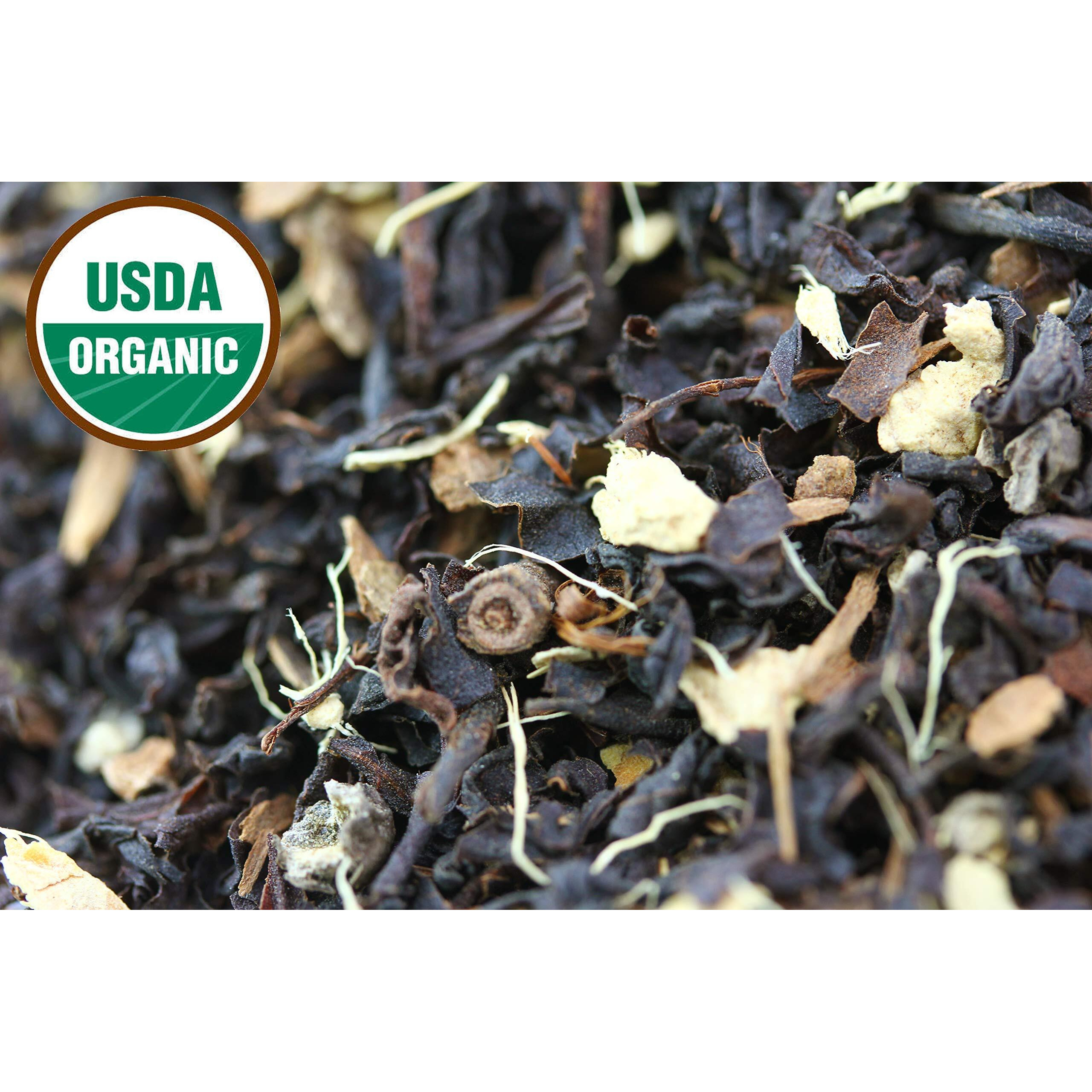 Classic Chai Tea Loose Leaf | Ceylon (110+ Cups) | 100% Certified Organic Chai Ingredients| Black Tea, Cinnamon, Cardamom, Cloves & Black Pepper | Brews Chai Latte | Ancient Indian House Recipe | 8Oz