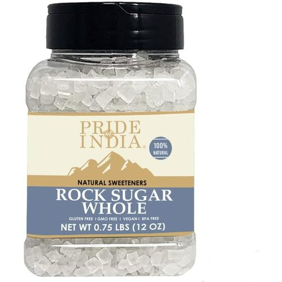 Pack Of 6 - Pride Of India - Natural Crystal Rock Sugar Whole - 12 Oz (340 Gm) Medium Dual Sifter Jar - Authentic Indian Sugar Crystals - Used To Sweeten Milk Or Tea - Offers Best Value For Money