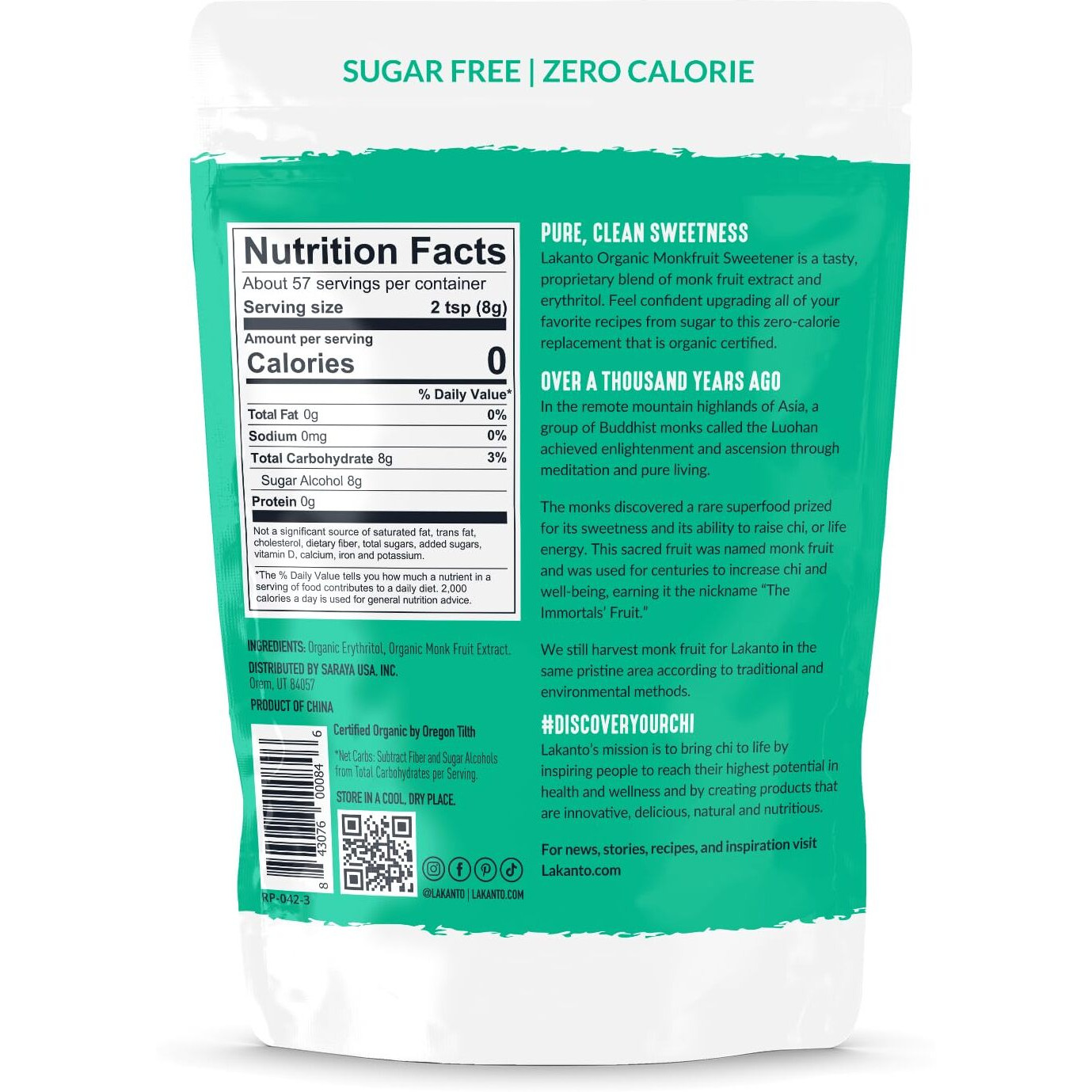 Lakanto Organic Classic Monk Fruit Sweetener With Erythritol - White Sugar Substitute, Zero Calorie, Keto Diet Friendly, Zero Net Carbs, Baking, Sugar Replacement (Organic Classic White - 1 Lb)