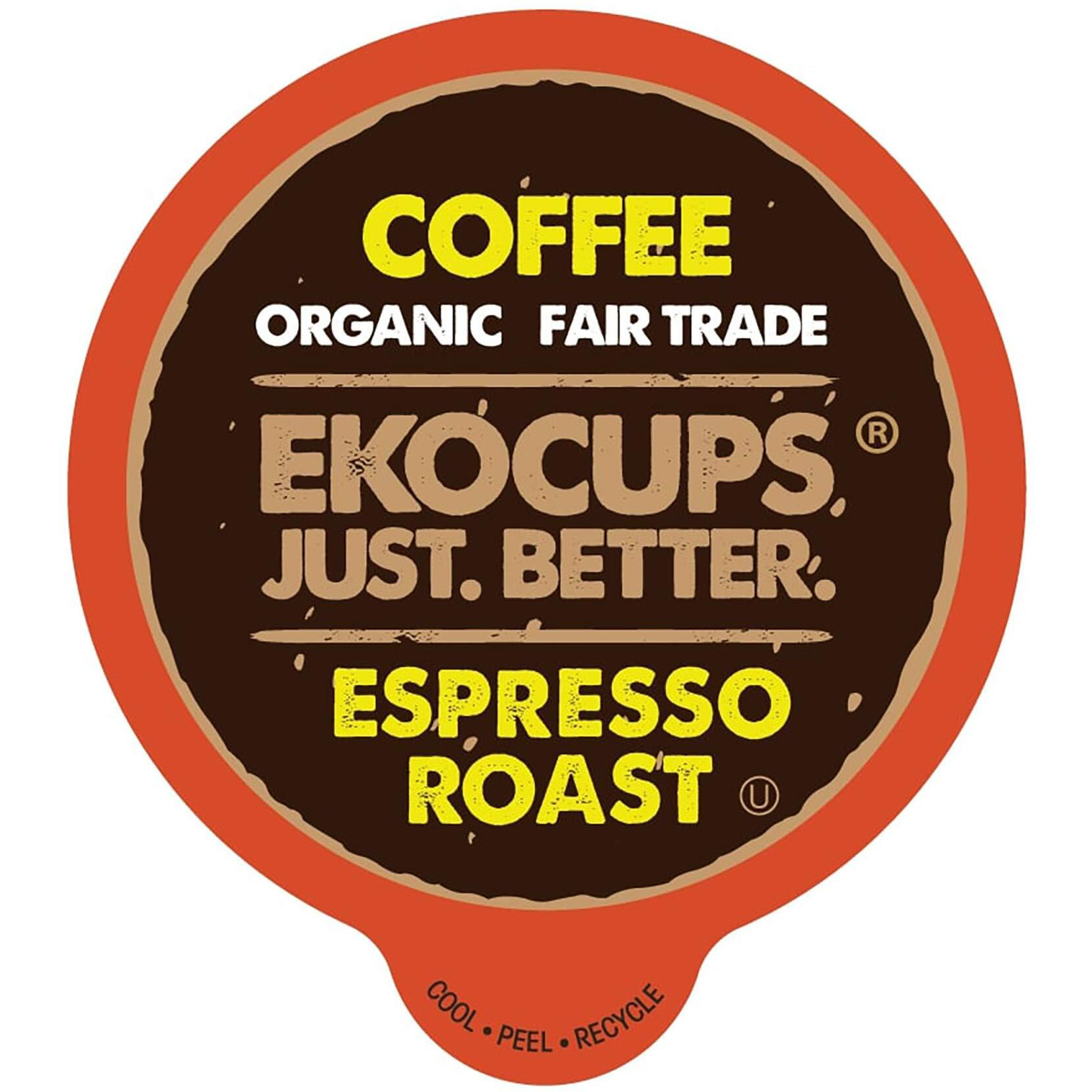 Ekocups Organic Espresso Roast Coffee Pods, Extra 30% More Coffee Per Cup, Artisan Fair Trade Dark Roast, Espresso Coffee For Keurig K Cup Machines, Recyclable Pods, 40 Count