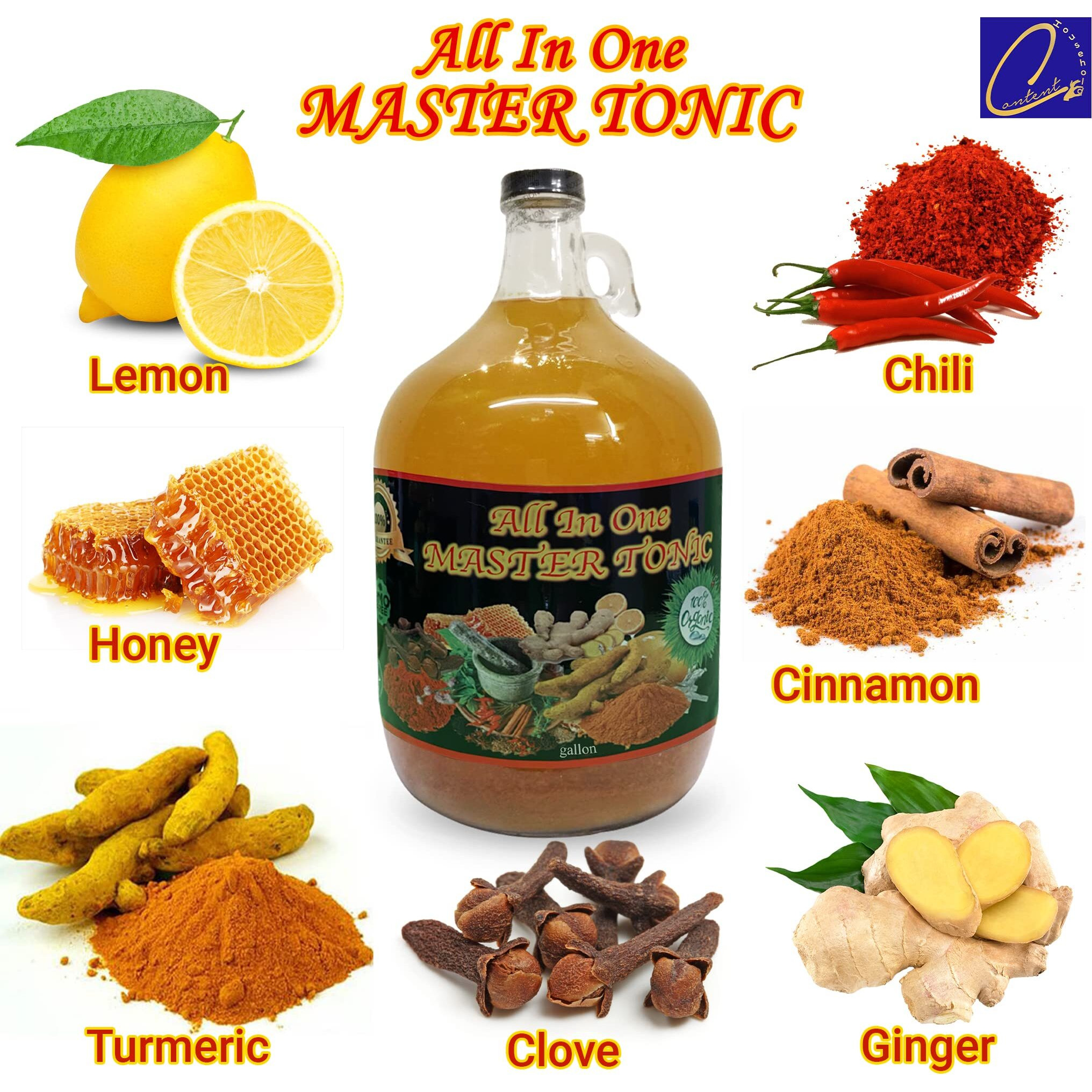 64Oz Kosher| Halal | Brag Apple Cider Vinegar W/ The Mother | All In One Master Tonic Shots Cinnamon, Cloves, Lemon, Ginger, Turmeric, Cayenne Pepper, Honey, Water | Usda Certified Organic | Fire Cider