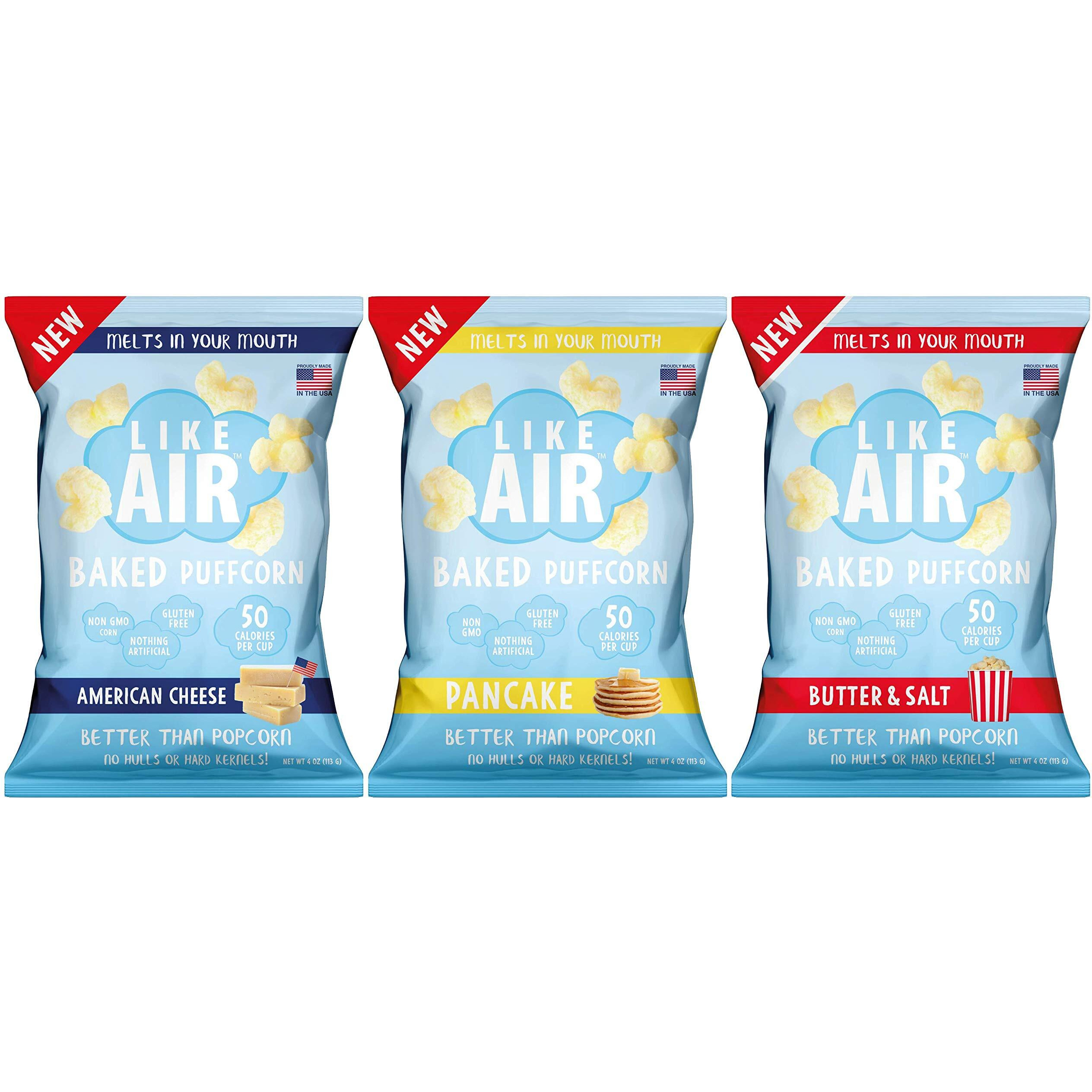 Like Air Baked Puffcorn (Variety Pack) | 3 Large Multi-Serve Bags | Unique & Delicious | Nothing Artificial