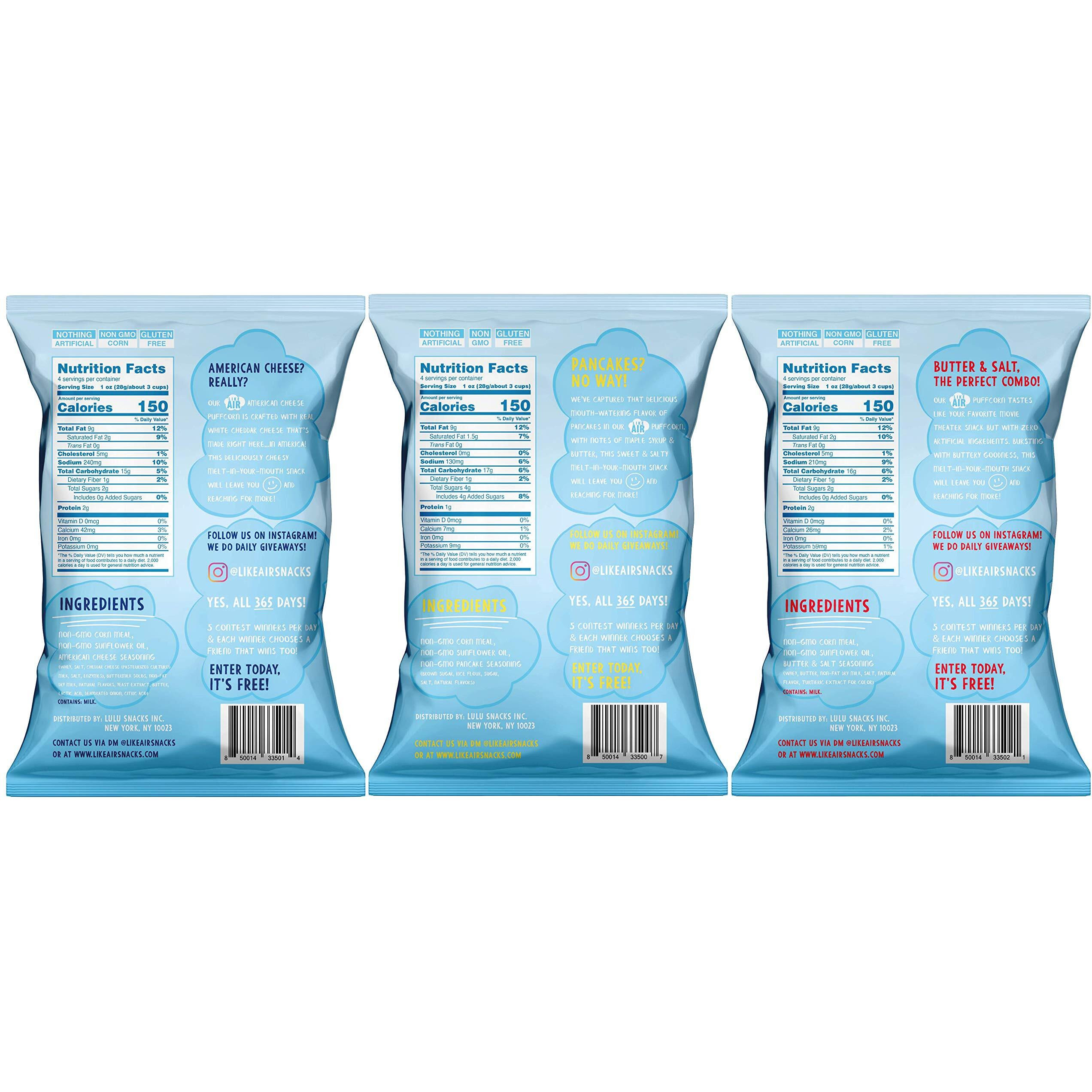 Like Air Baked Puffcorn (Variety Pack) | 3 Large Multi-Serve Bags | Unique & Delicious | Nothing Artificial