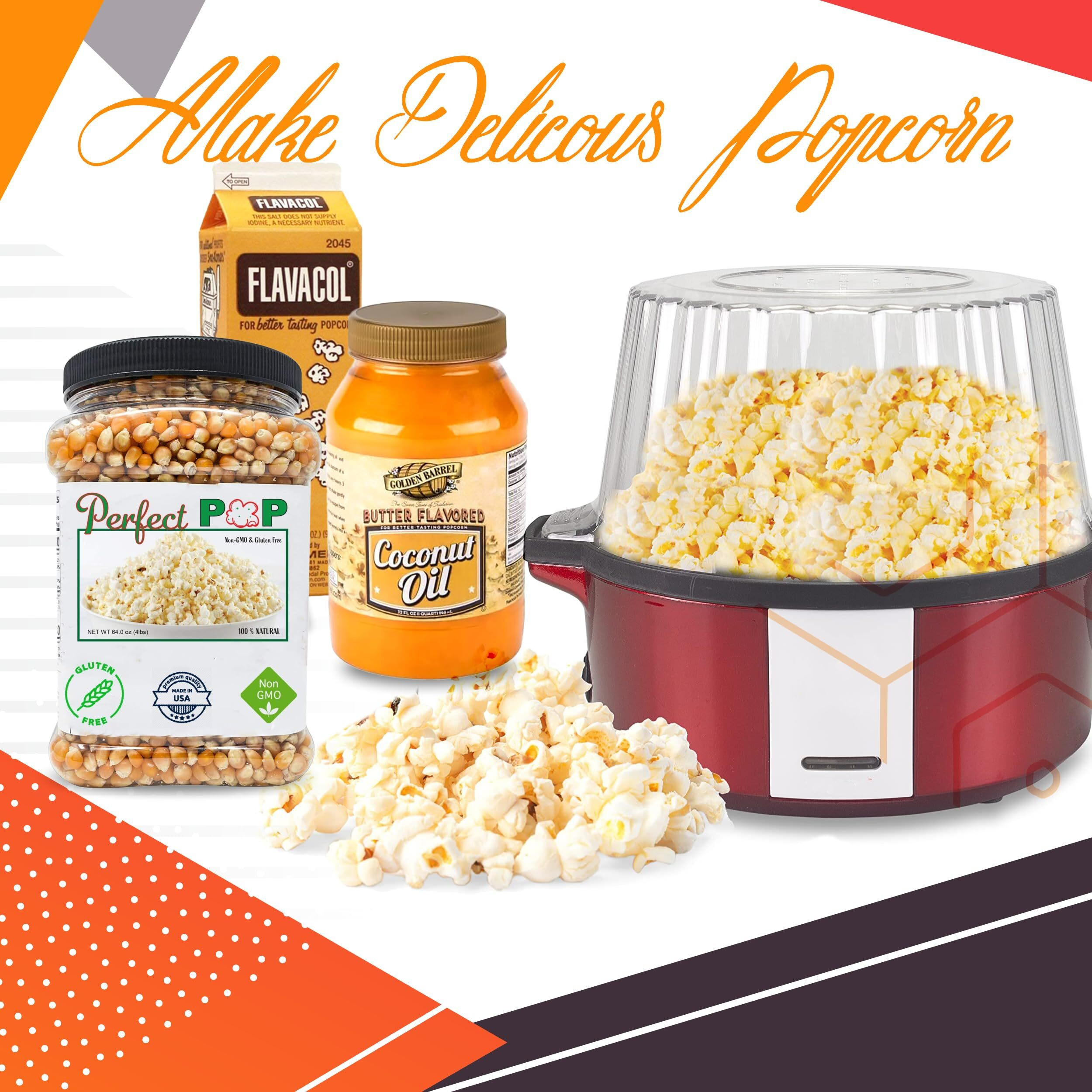 Perfectware Popcorn Kit- (Includes 35Oz Popcorn Season Salt, 4Lbs Yellow Kernels, And 32Oz Butter Flavored Coconut Oil, Plain,Pw-Popcorn Kit-3