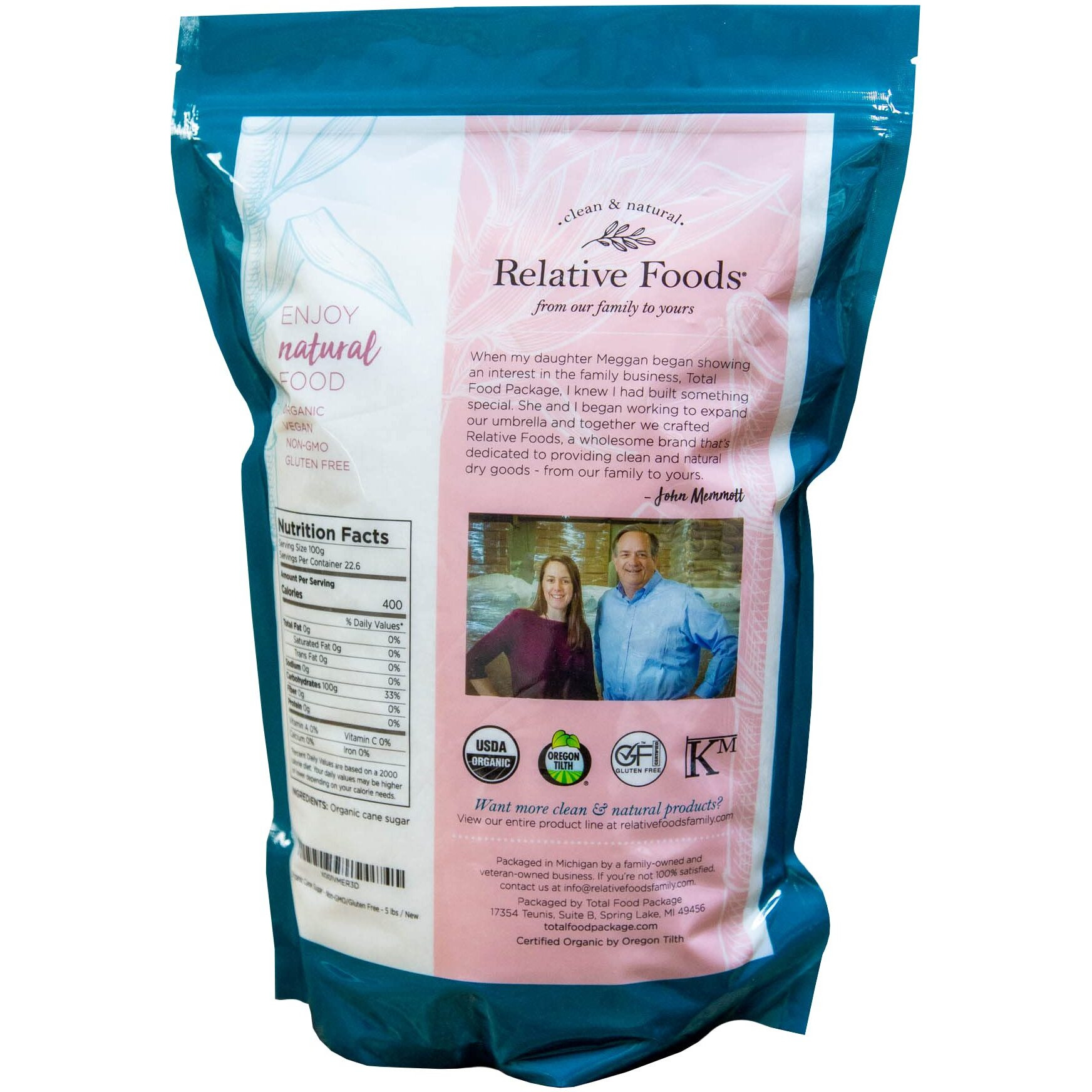 Organic Cane Sugar Crystals (5Lb Sugar Packet) - Preservative & Bone-Char Free, Vegan Food Sugar Substitute, Gluten Free, Non-Gmo, Fine Natural Sugar Sweetener For Cooking, Beverages, & More